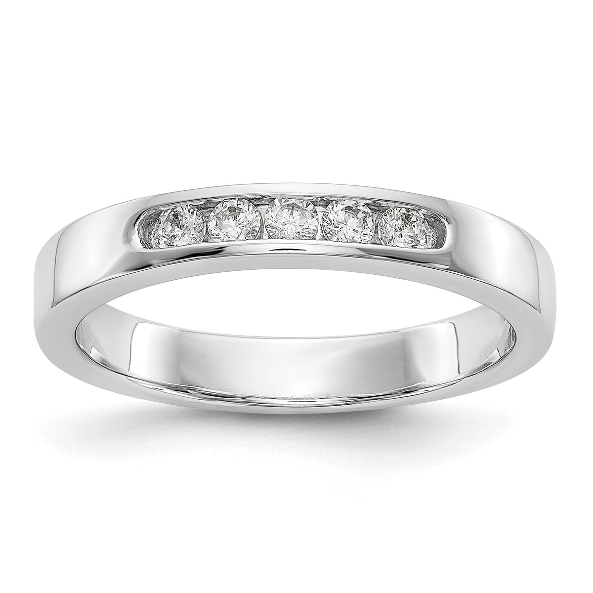 14K White Gold 5-Stone 1/5 carat Round Diamond Complete Channel Band - 6