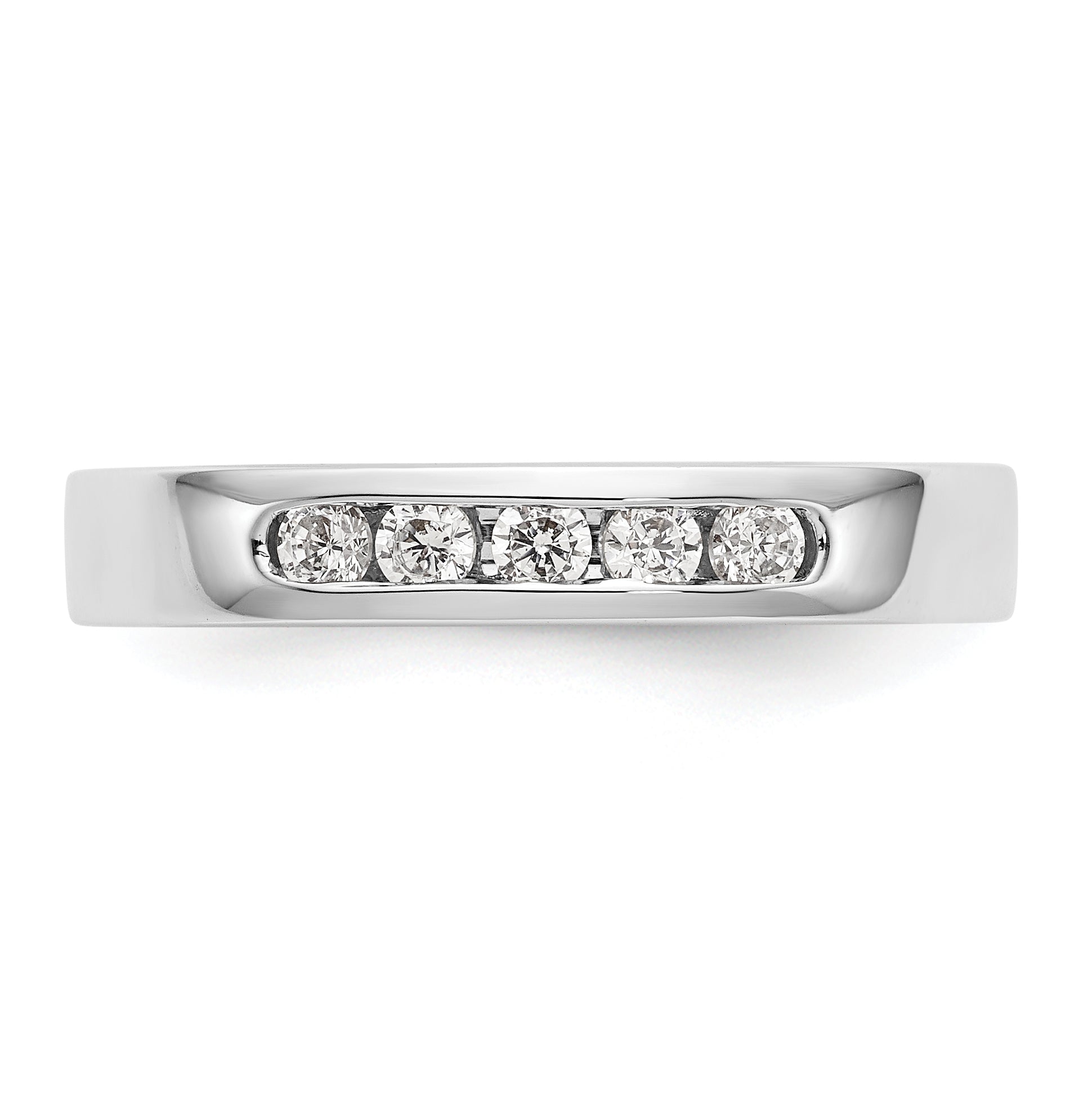 14K White Gold 5-Stone 1/4 carat Round Diamond Complete Channel Band - 6