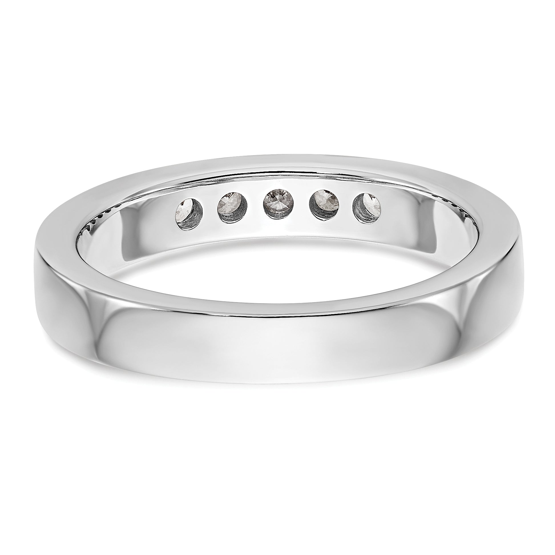 14K White Gold 5-Stone 1/4 carat Round Diamond Complete Channel Band - 6