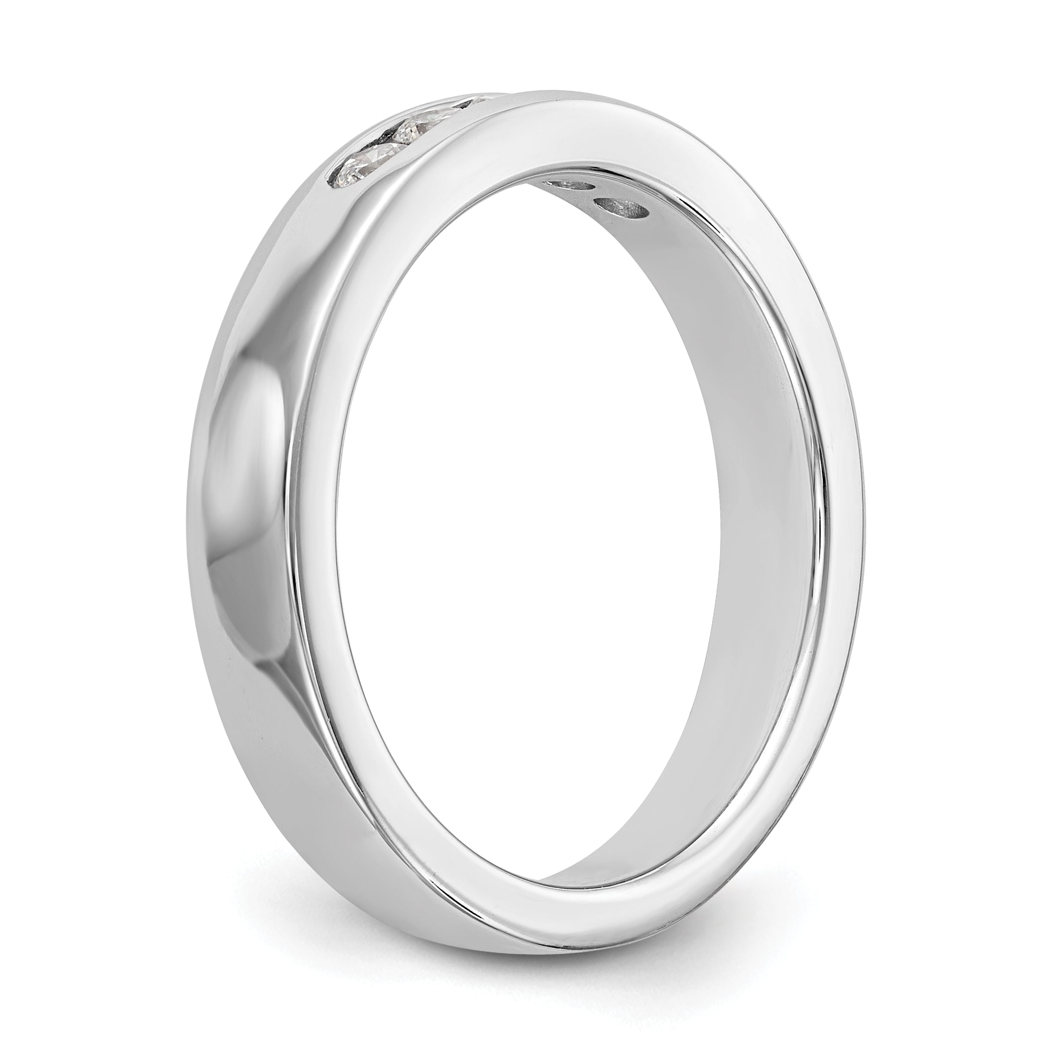 14K White Gold 5-Stone 1/4 carat Round Diamond Complete Channel Band