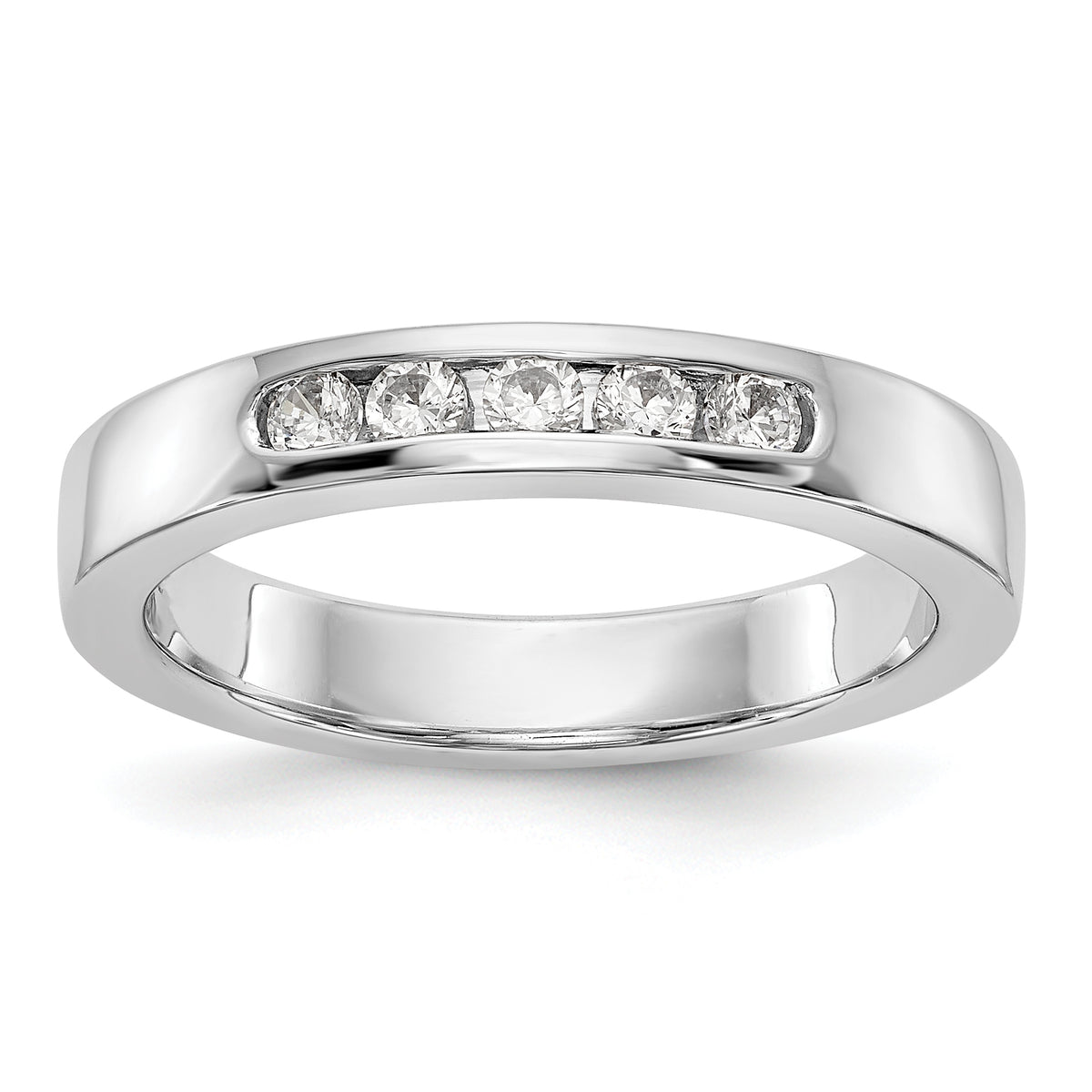 14K White Gold 5-Stone 1/4 carat Round Diamond Complete Channel Band - 6