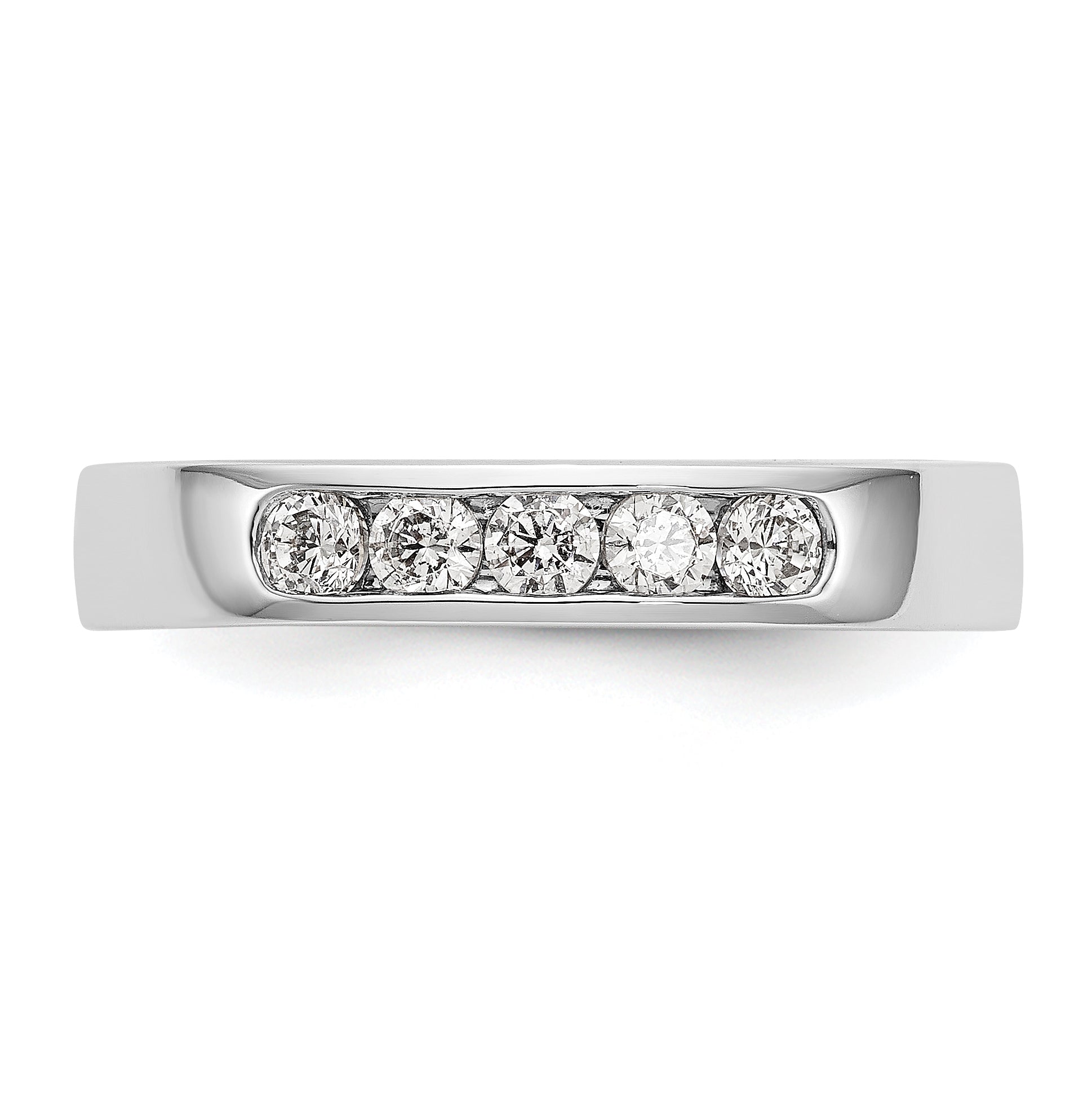 14K White Gold 5-Stone 1/3 carat Round Diamond Complete Channel Band - 6