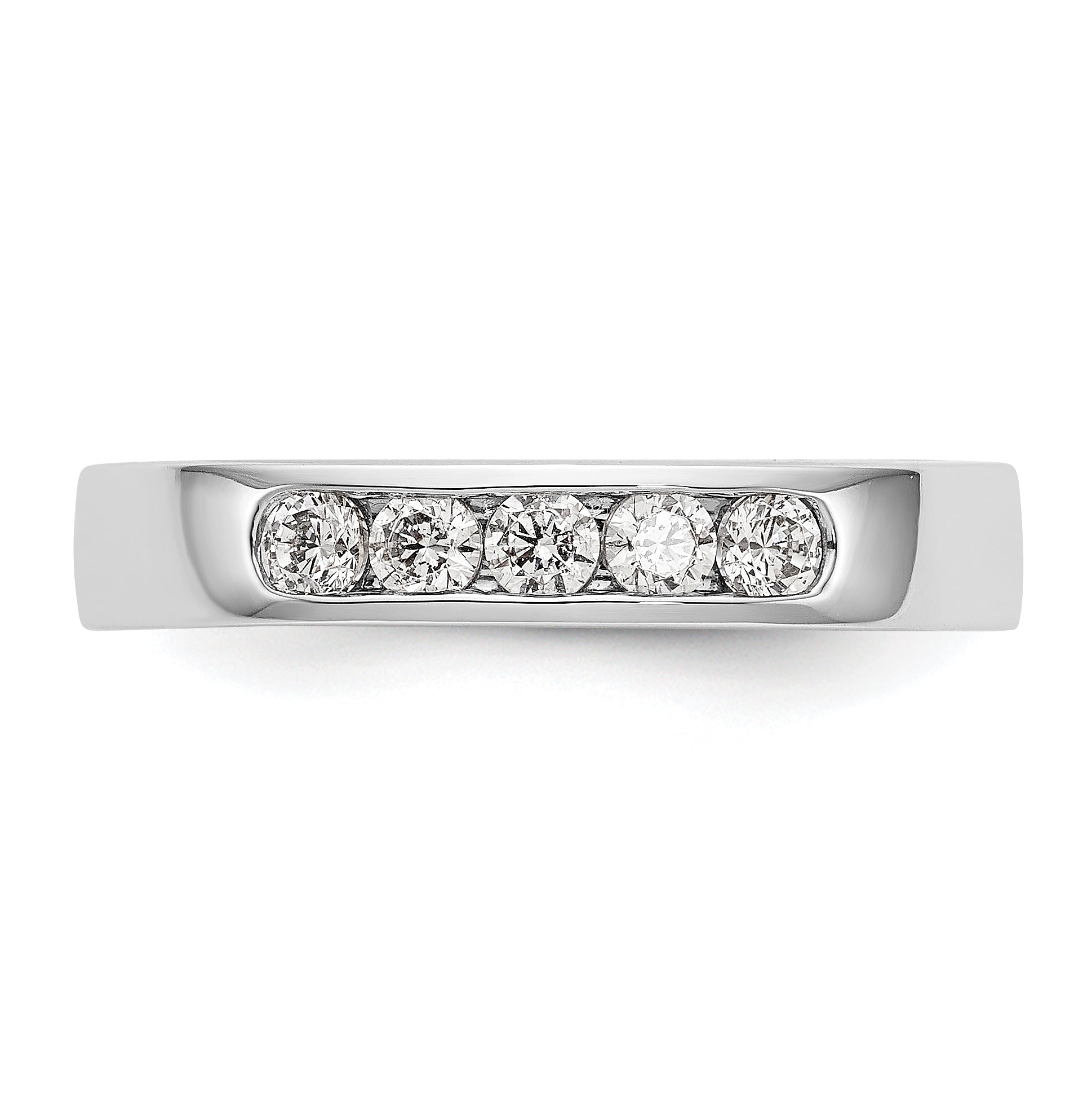 14K White Gold 5-Stone 1/3 carat Round Diamond Complete Channel Band