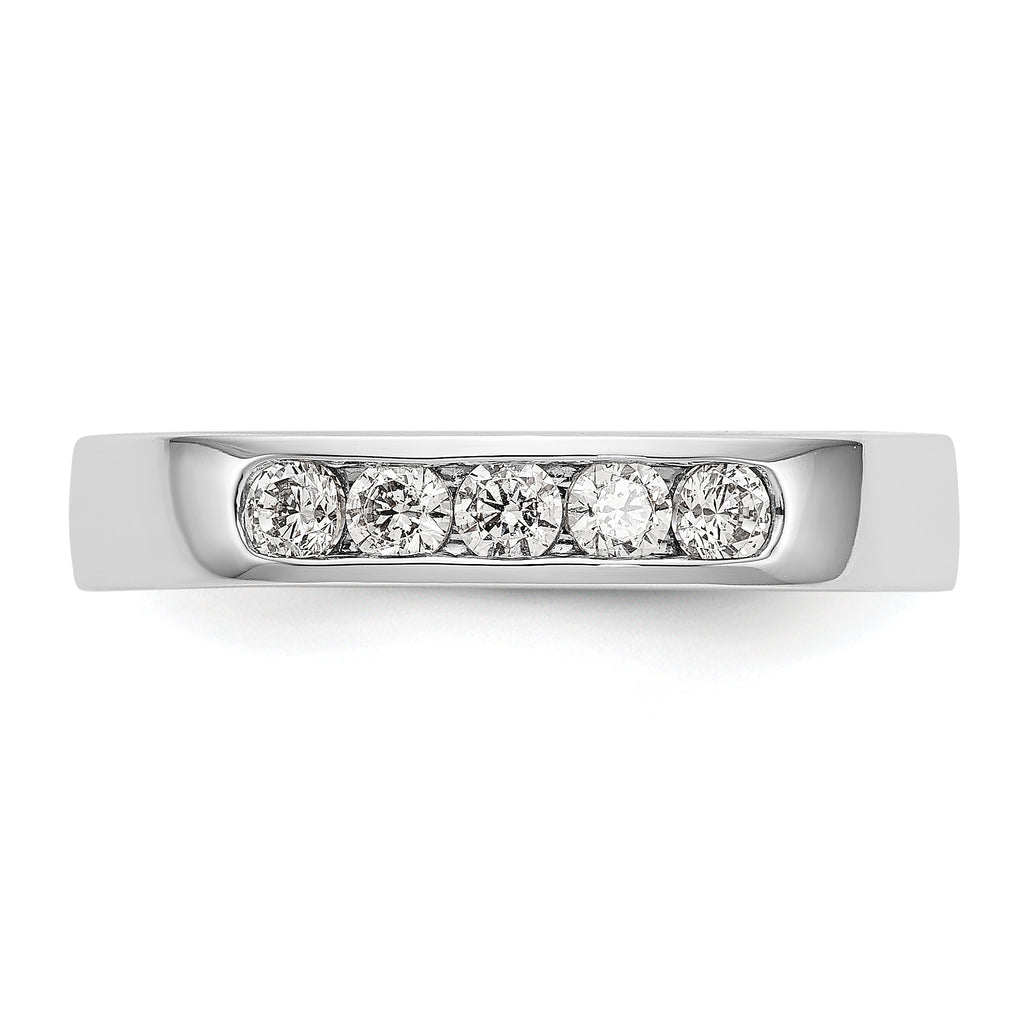 14K White Gold 5-Stone 1/3 carat Round Diamond Complete Channel Band