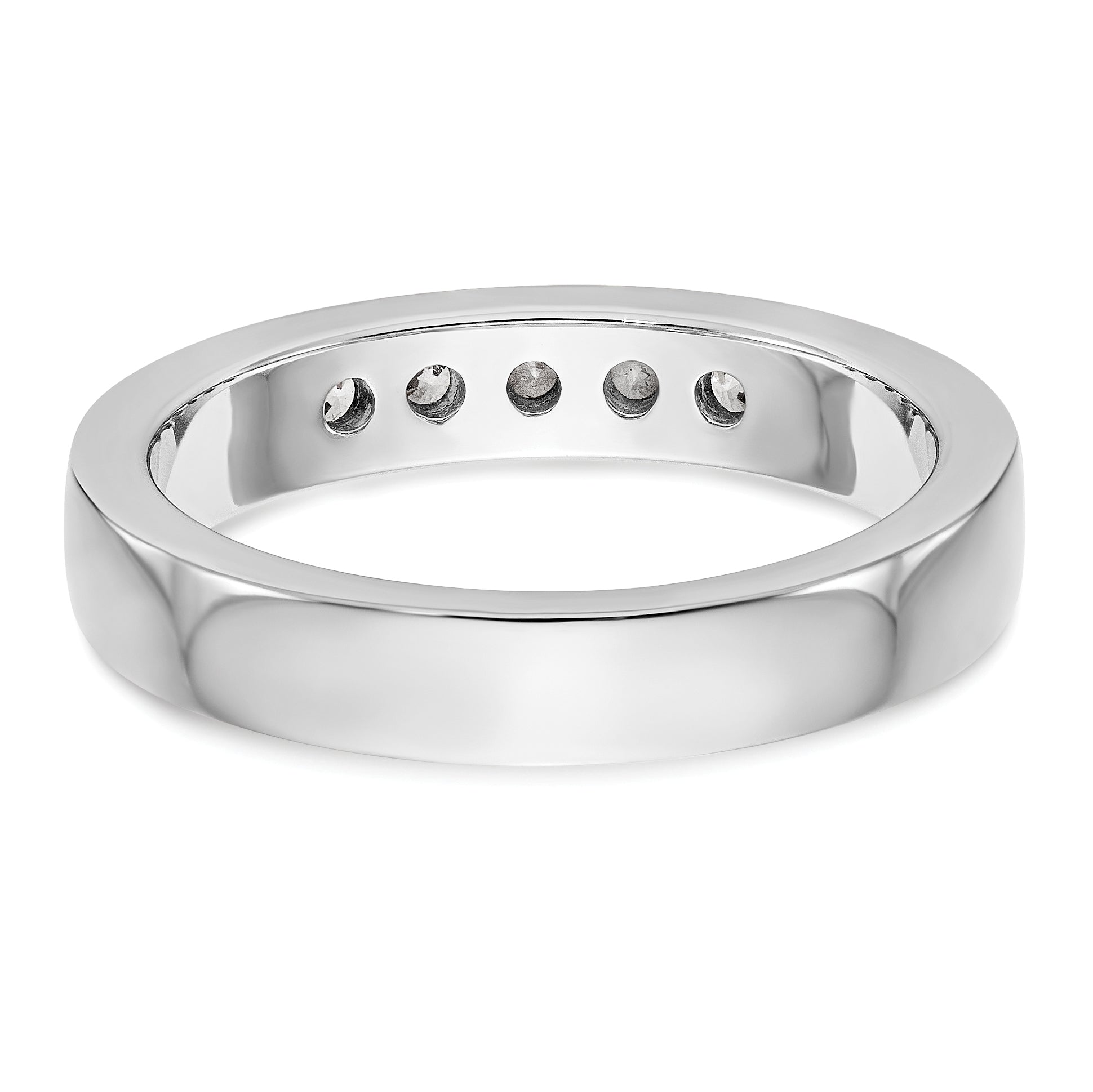 14K White Gold 5-Stone 1/3 carat Round Diamond Complete Channel Band - 6