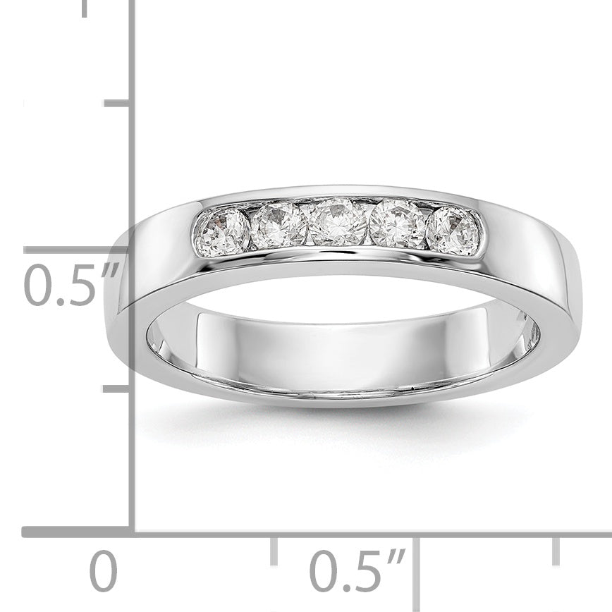 14K White Gold 5-Stone 1/3 carat Round Diamond Complete Channel Band