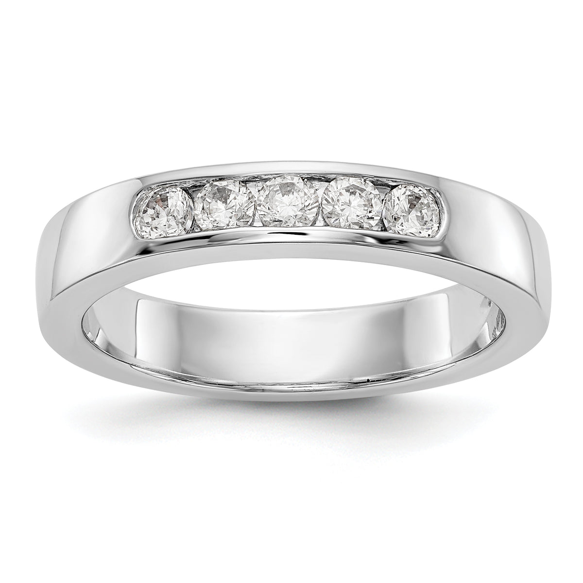 14K White Gold 5-Stone 1/3 carat Round Diamond Complete Channel Band - 6