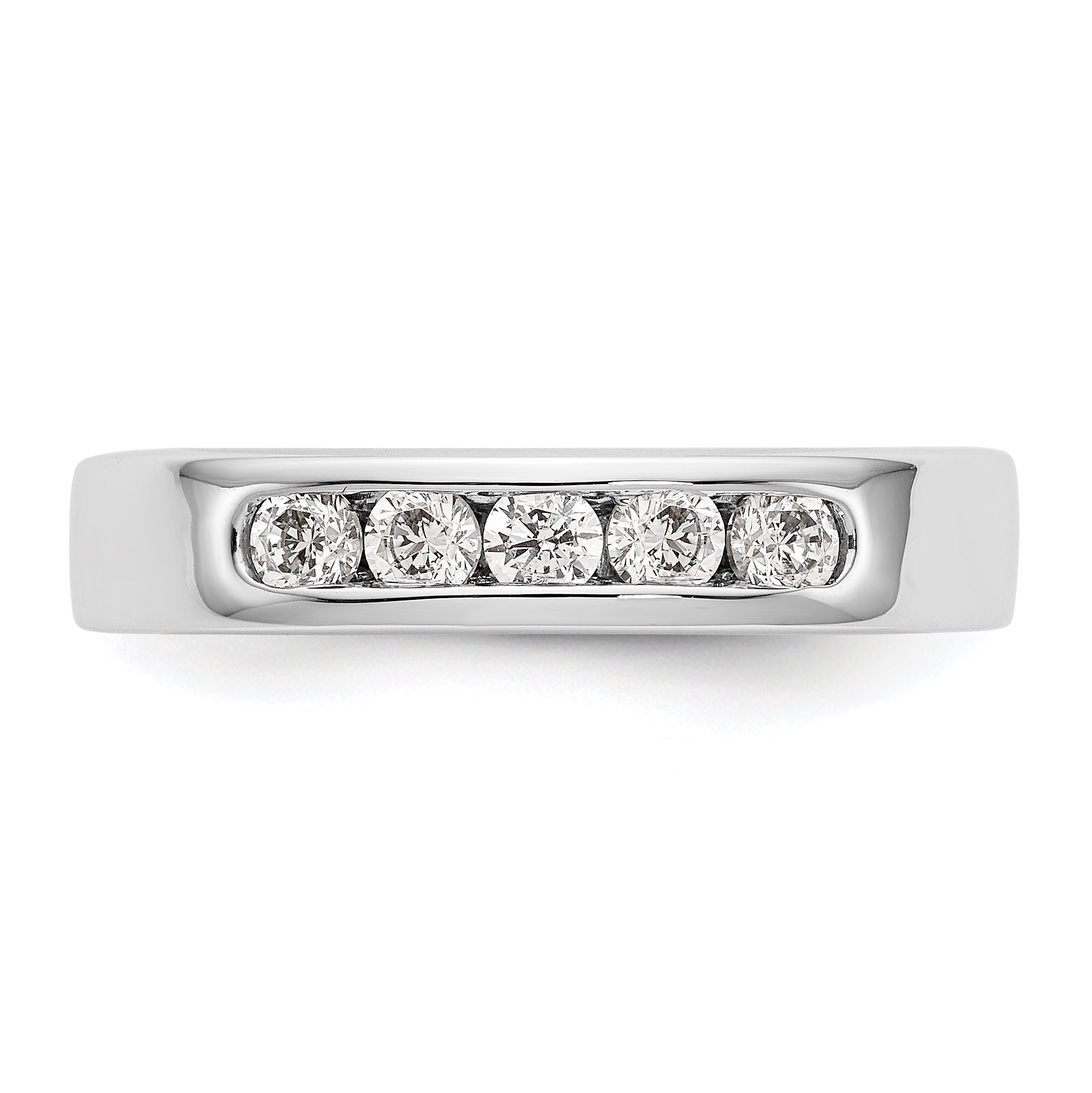 14K White Gold 5-Stone 1/3 carat Round Diamond Complete Channel Band - 6