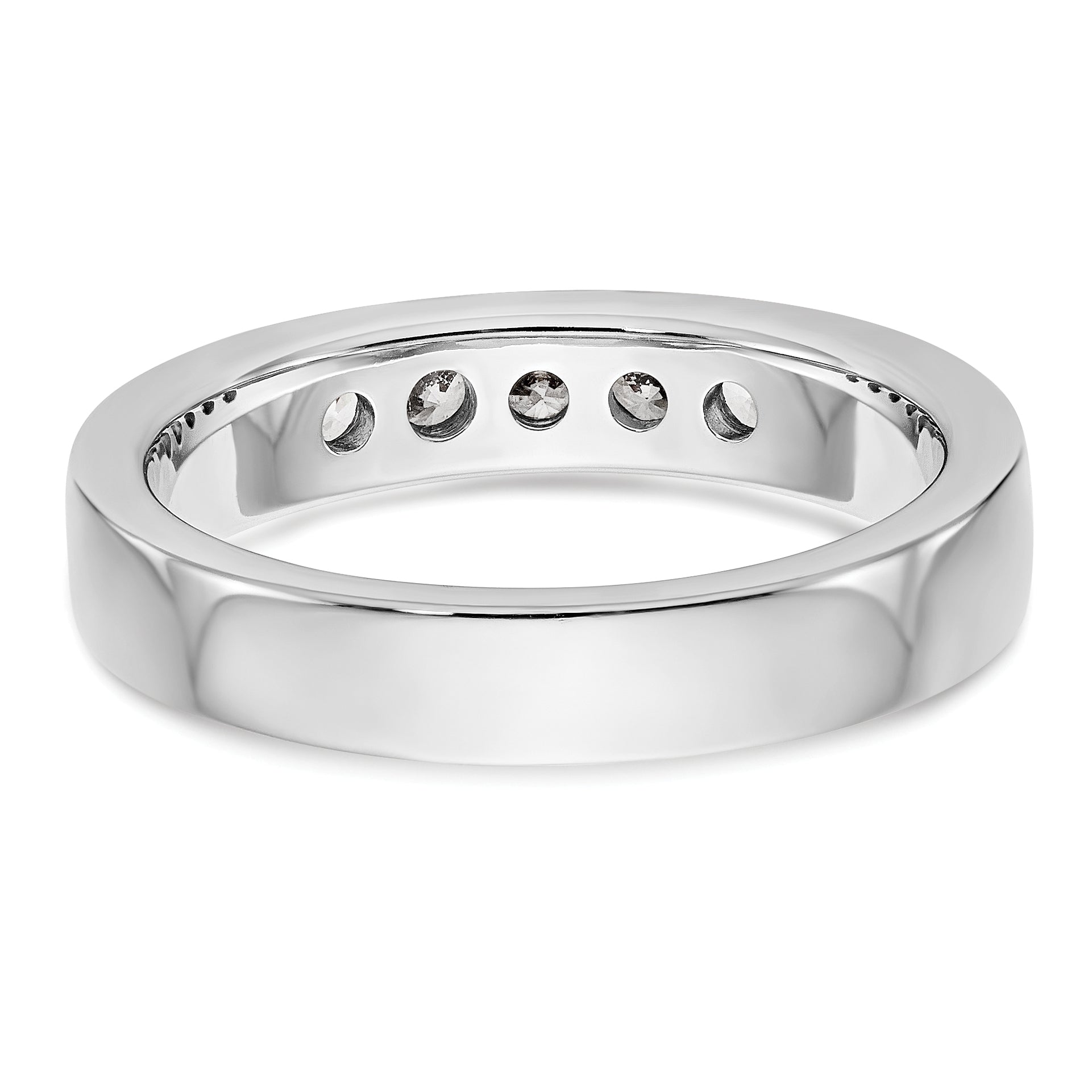 14K White Gold 5-Stone 1/3 carat Round Diamond Complete Channel Band - 6