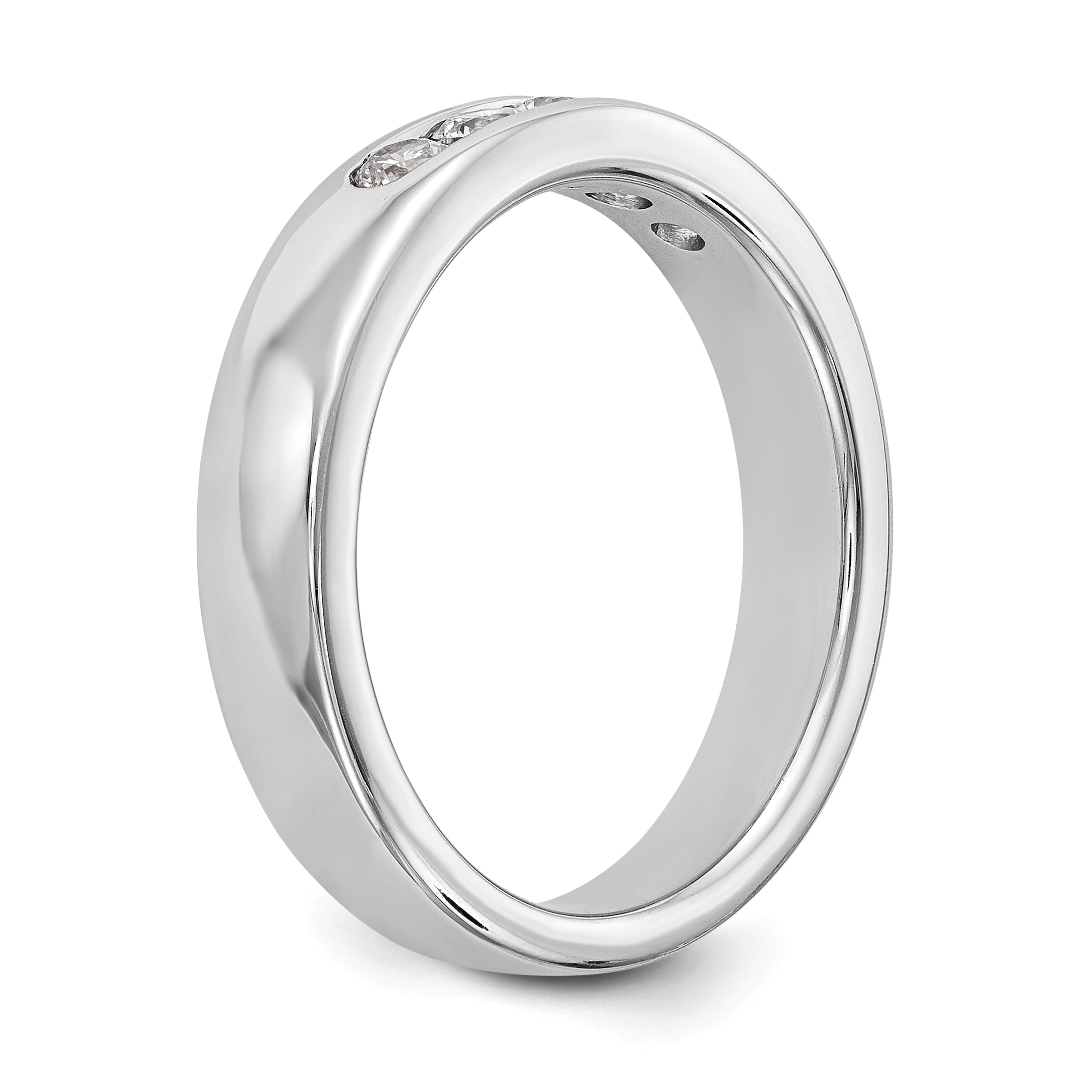 14K White Gold 5-Stone 1/3 carat Round Diamond Complete Channel Band