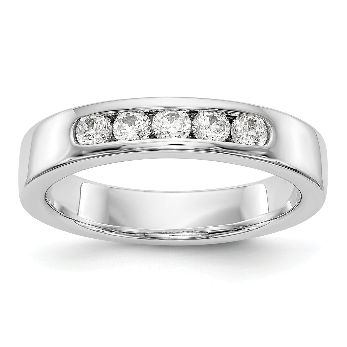 14K White Gold 5-Stone 1/3 carat Round Diamond Complete Channel Band - 6
