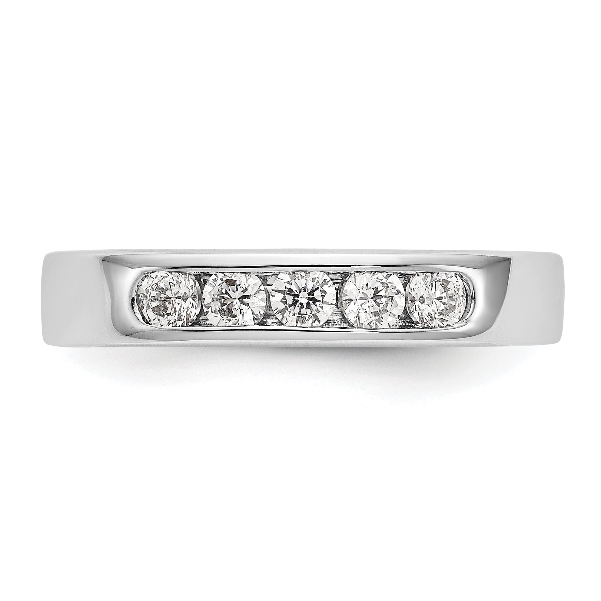 14K White Gold 5-Stone 3/8 carat Round Diamond Complete Channel Band - 6