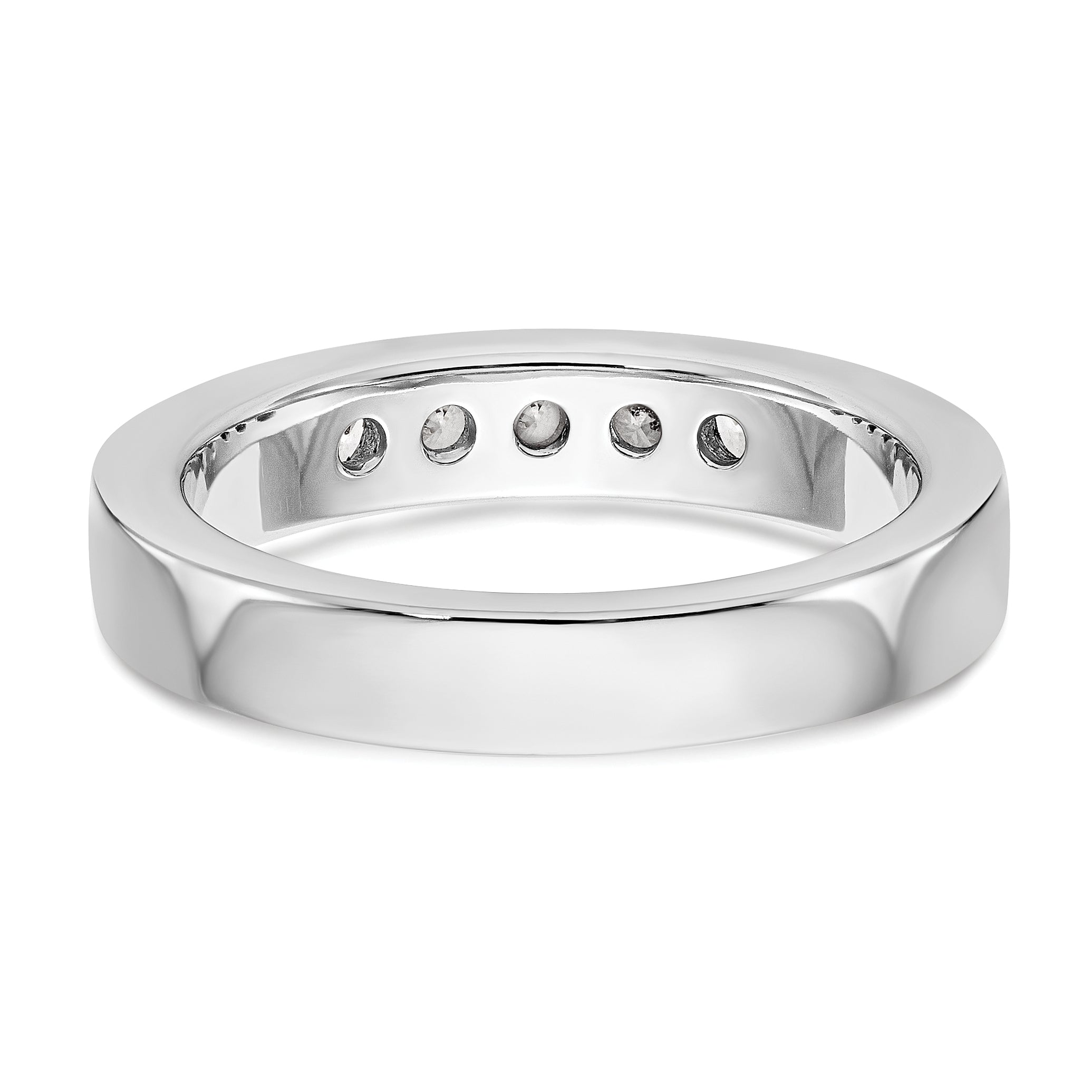 14K White Gold 5-Stone 3/8 carat Round Diamond Complete Channel Band - 6