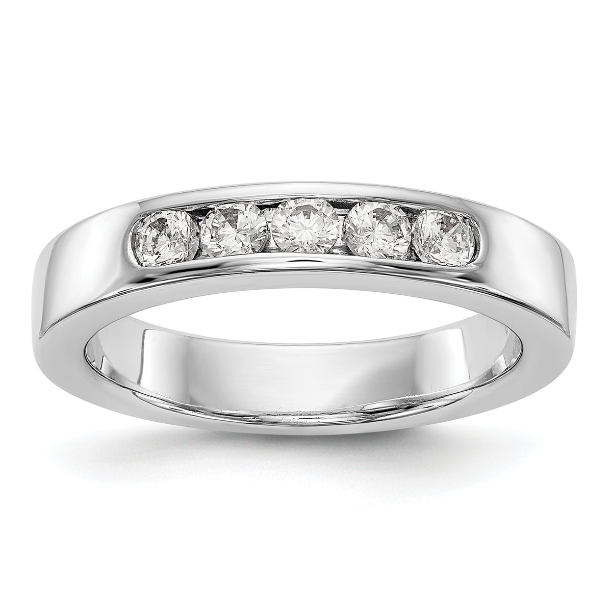 14K White Gold 5-Stone 3/8 carat Round Diamond Complete Channel Band