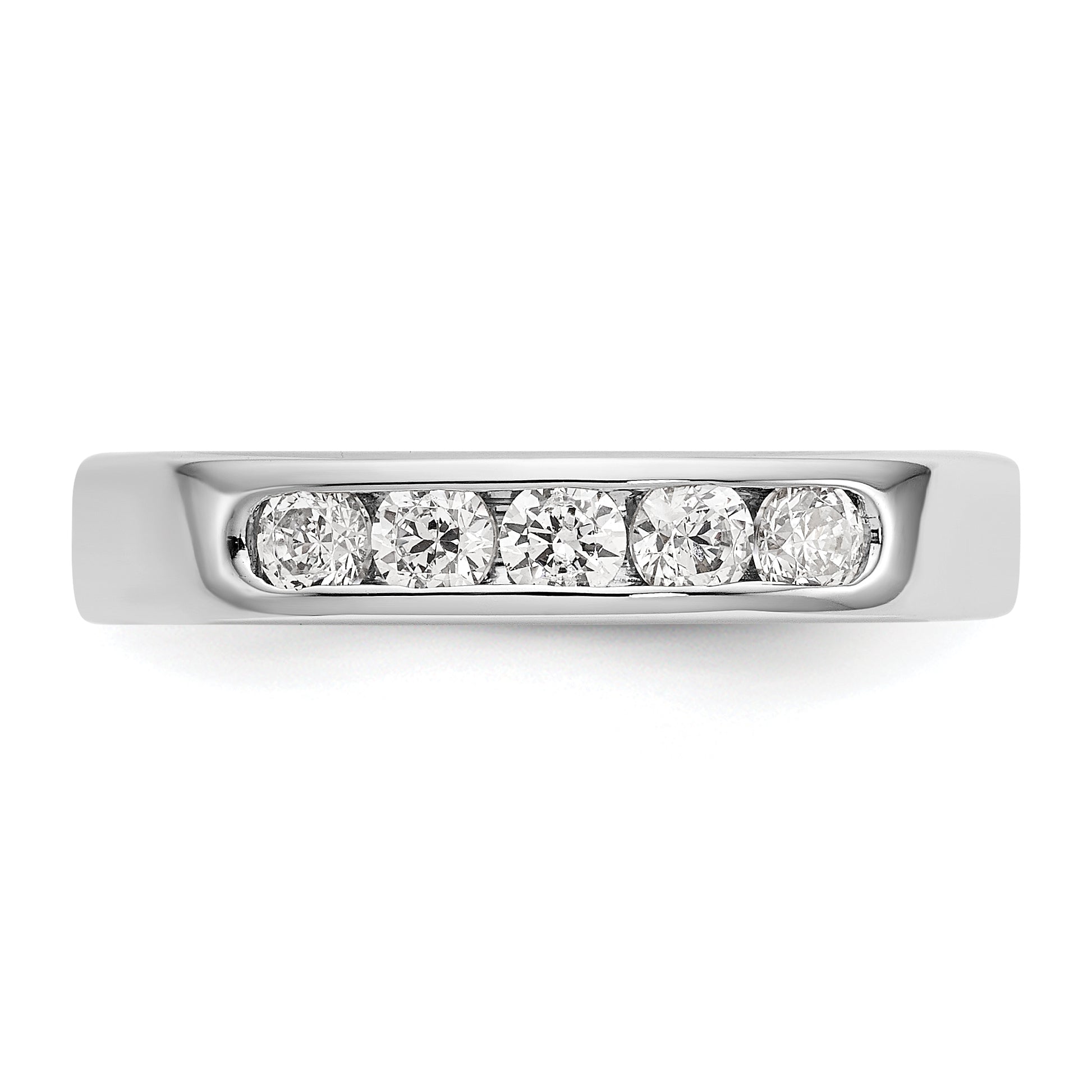 14K White Gold 5-Stone 1/2 carat Round Diamond Complete Channel Band - 6