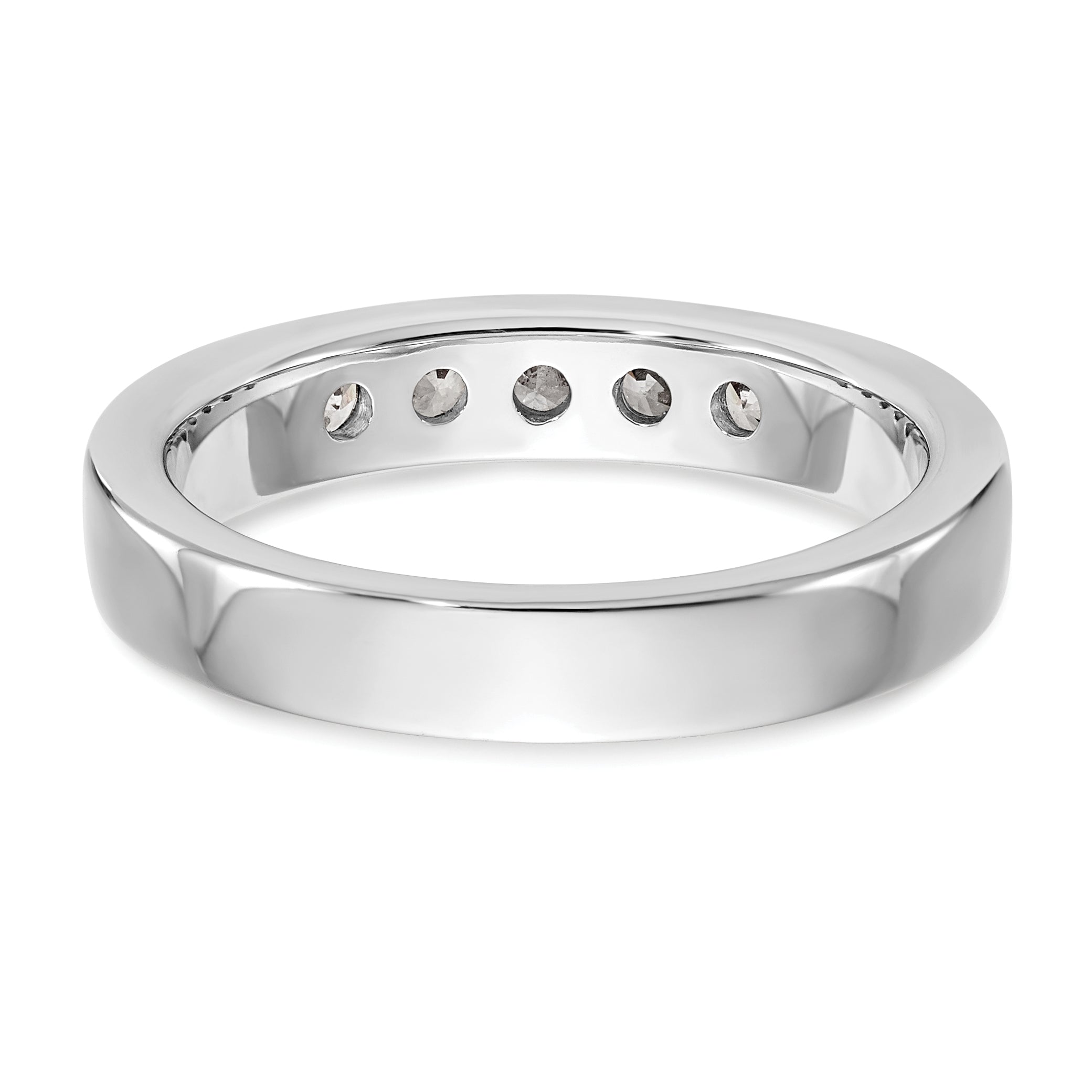 14K White Gold 5-Stone 1/2 carat Round Diamond Complete Channel Band - 6