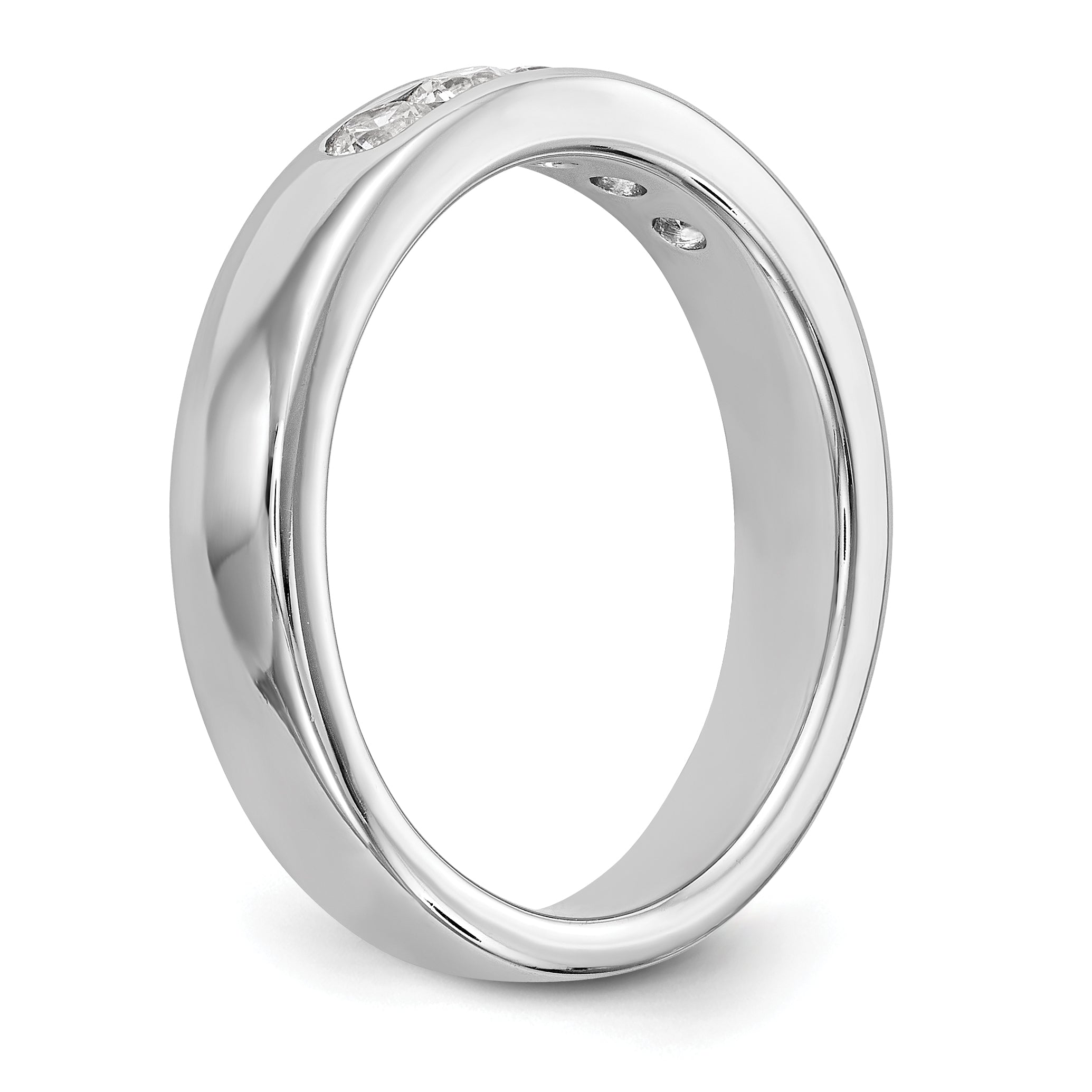 14K White Gold 5-Stone 1/2 carat Round Diamond Complete Channel Band