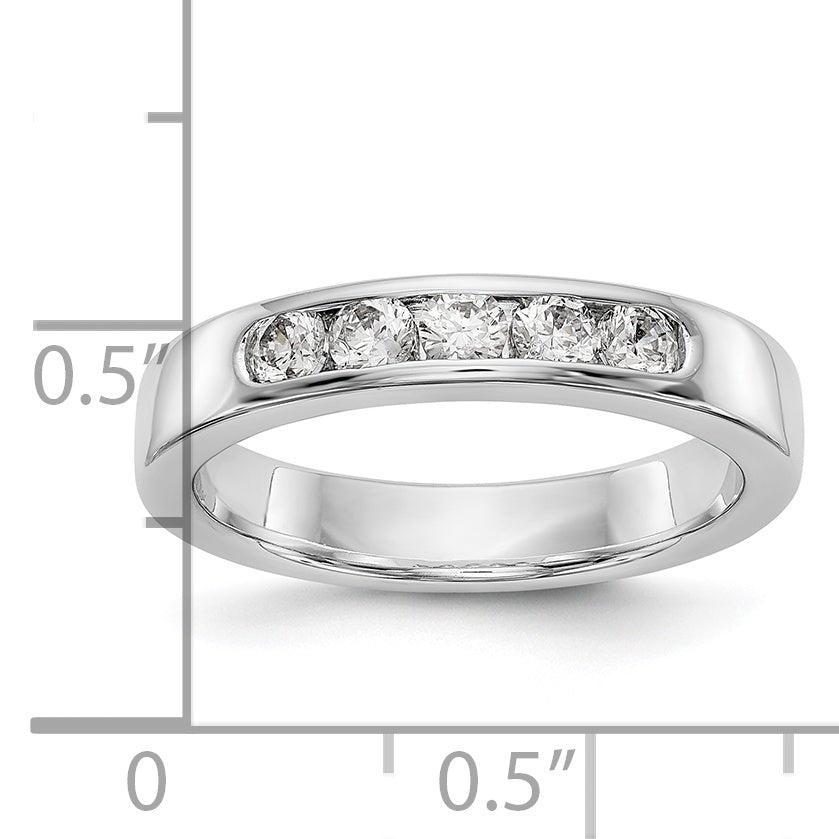 14K White Gold 5-Stone 1/2 carat Round Diamond Complete Channel Band