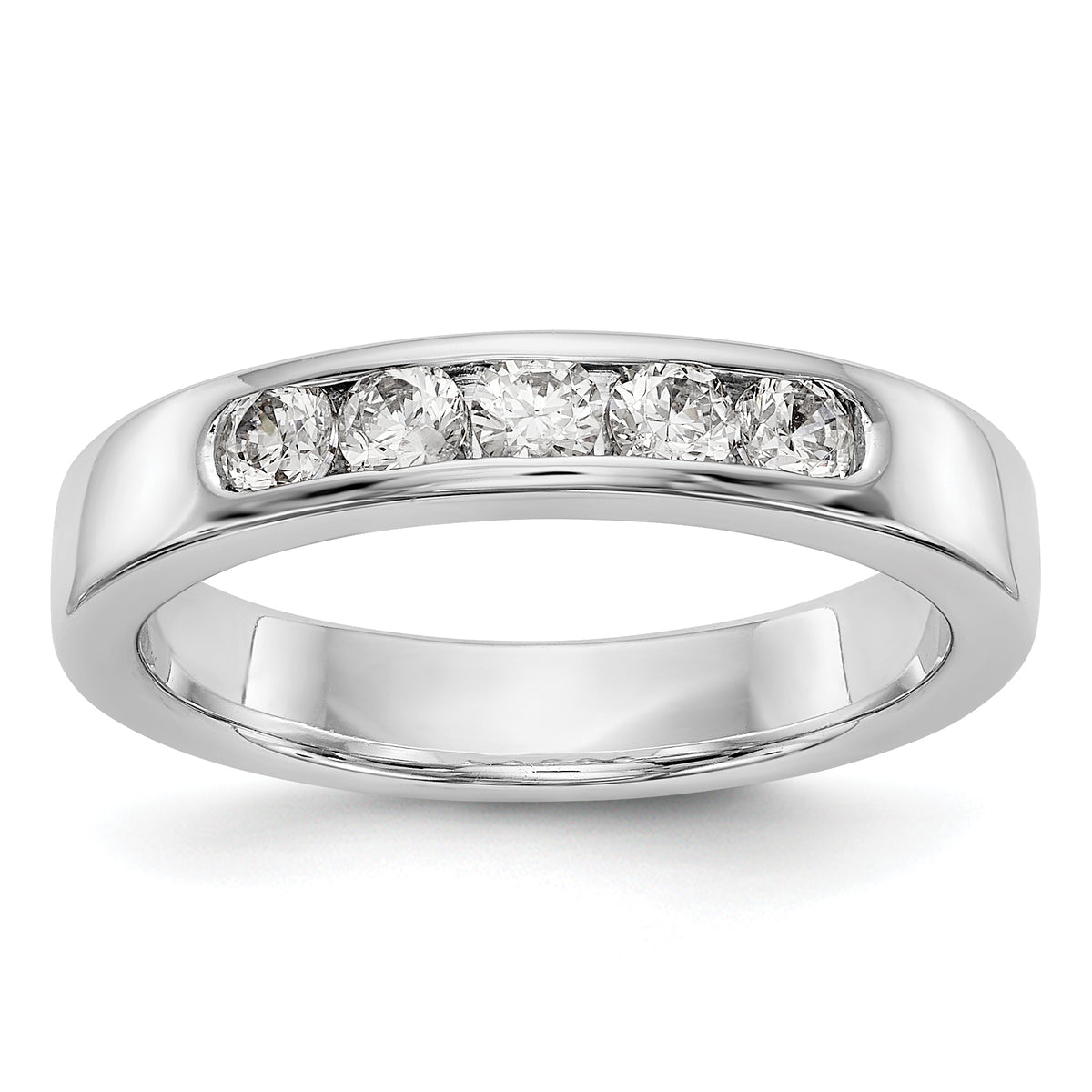 14K White Gold 5-Stone 1/2 carat Round Diamond Complete Channel Band - 6