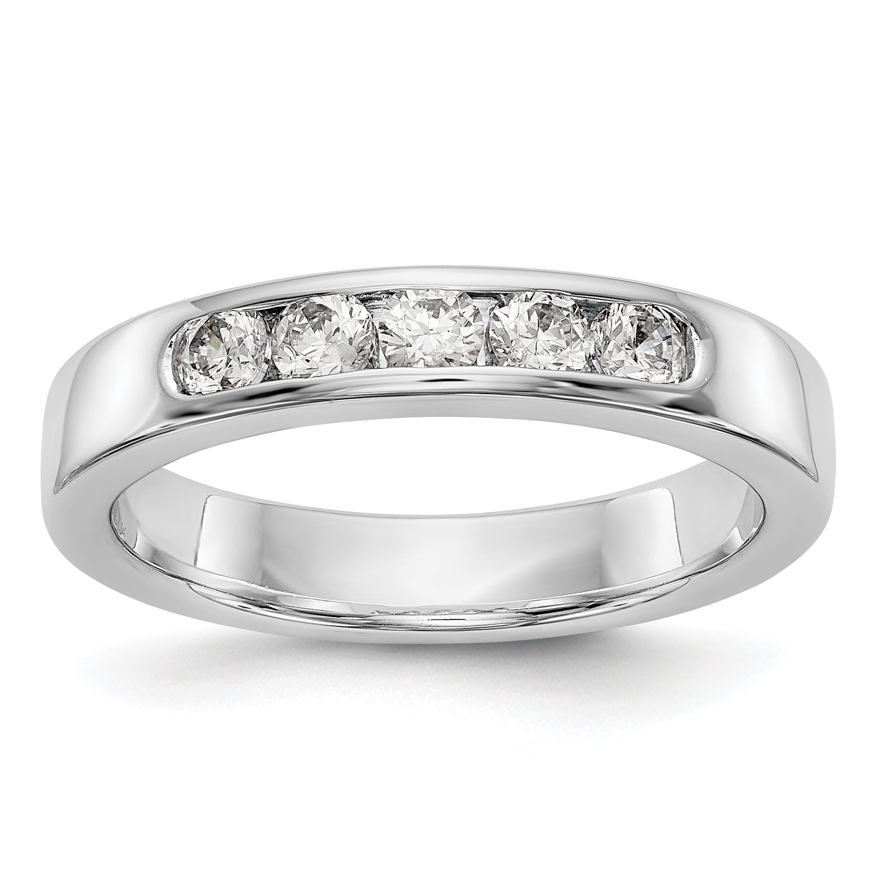 14K White Gold 5-Stone 1/2 carat Round Diamond Complete Channel Band Main image