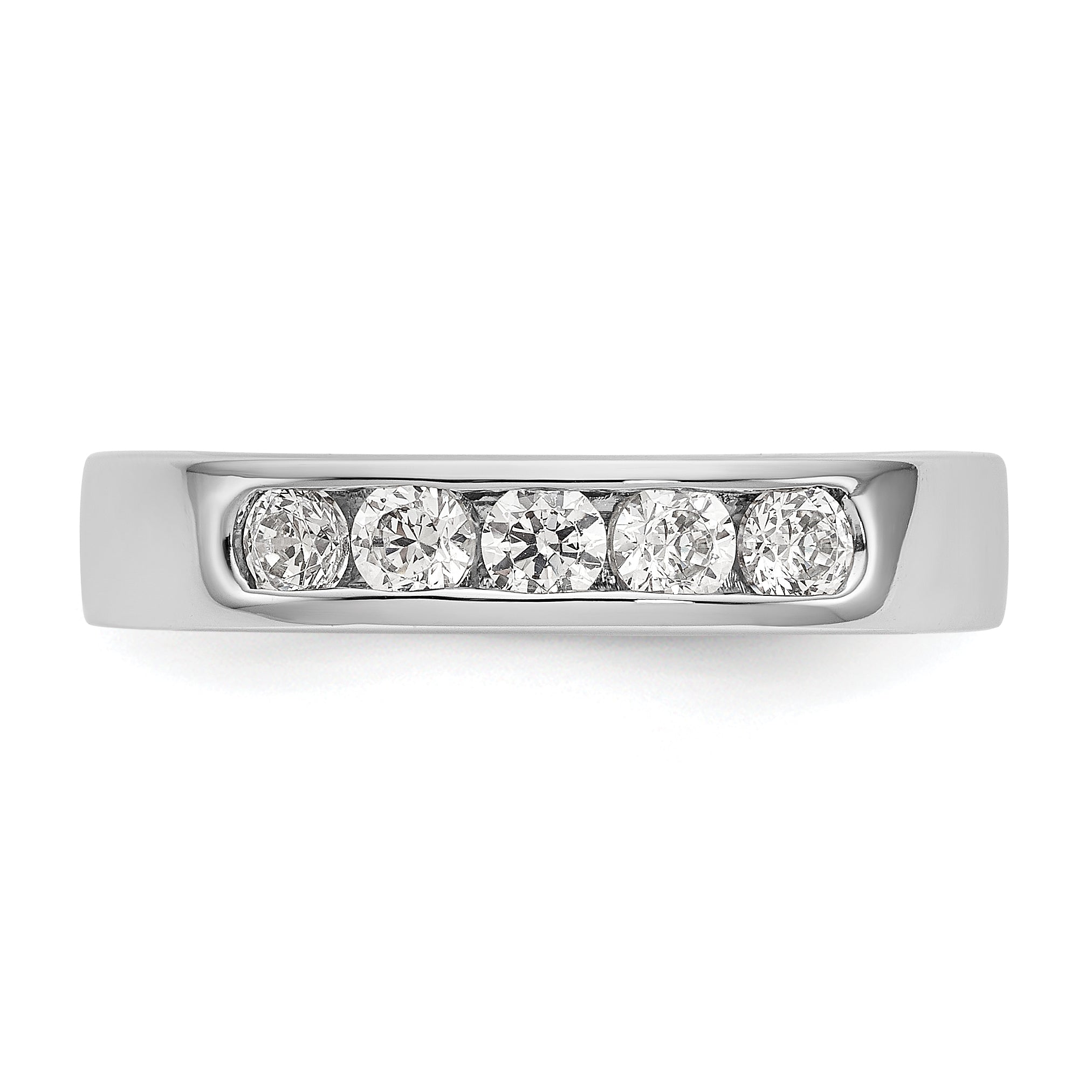 14K White Gold 5-Stone 1/2 carat Round Diamond Complete Channel Band - 6