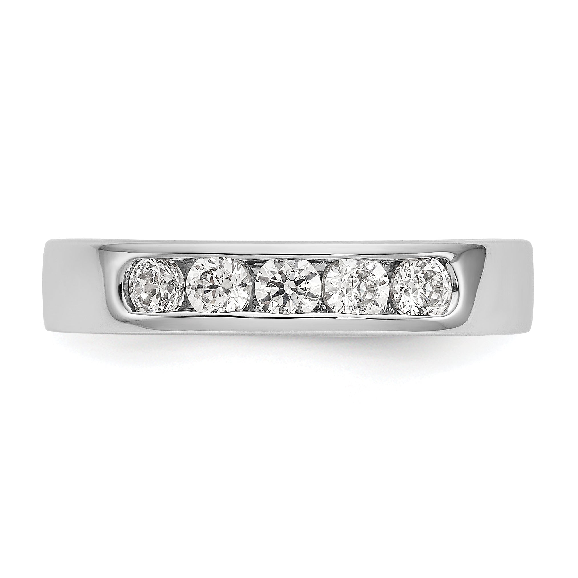 14K White Gold 5-Stone 1/2 carat Round Diamond Complete Channel Band