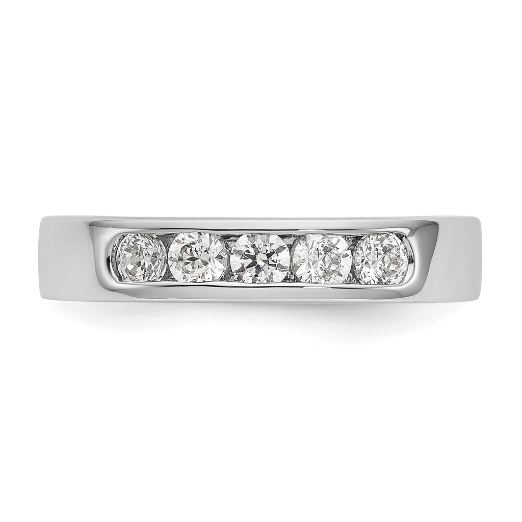 14K White Gold 5-Stone 1/2 carat Round Diamond Complete Channel Band