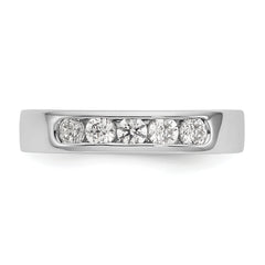 14K White Gold 5-Stone 1/2 carat Round Diamond Complete Channel Band - 6