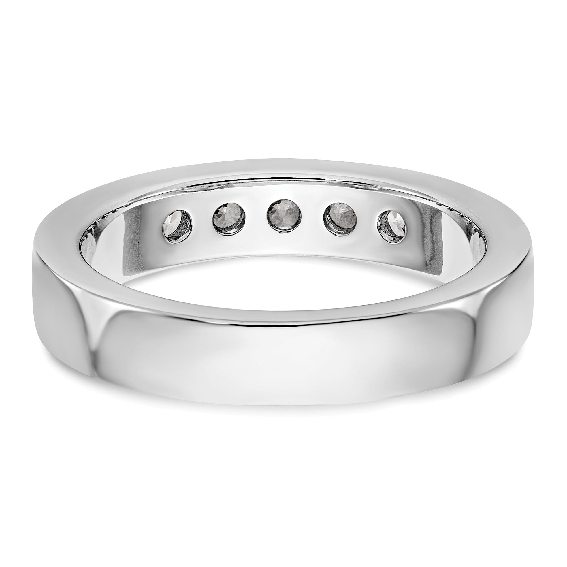14K White Gold 5-Stone 1/2 carat Round Diamond Complete Channel Band