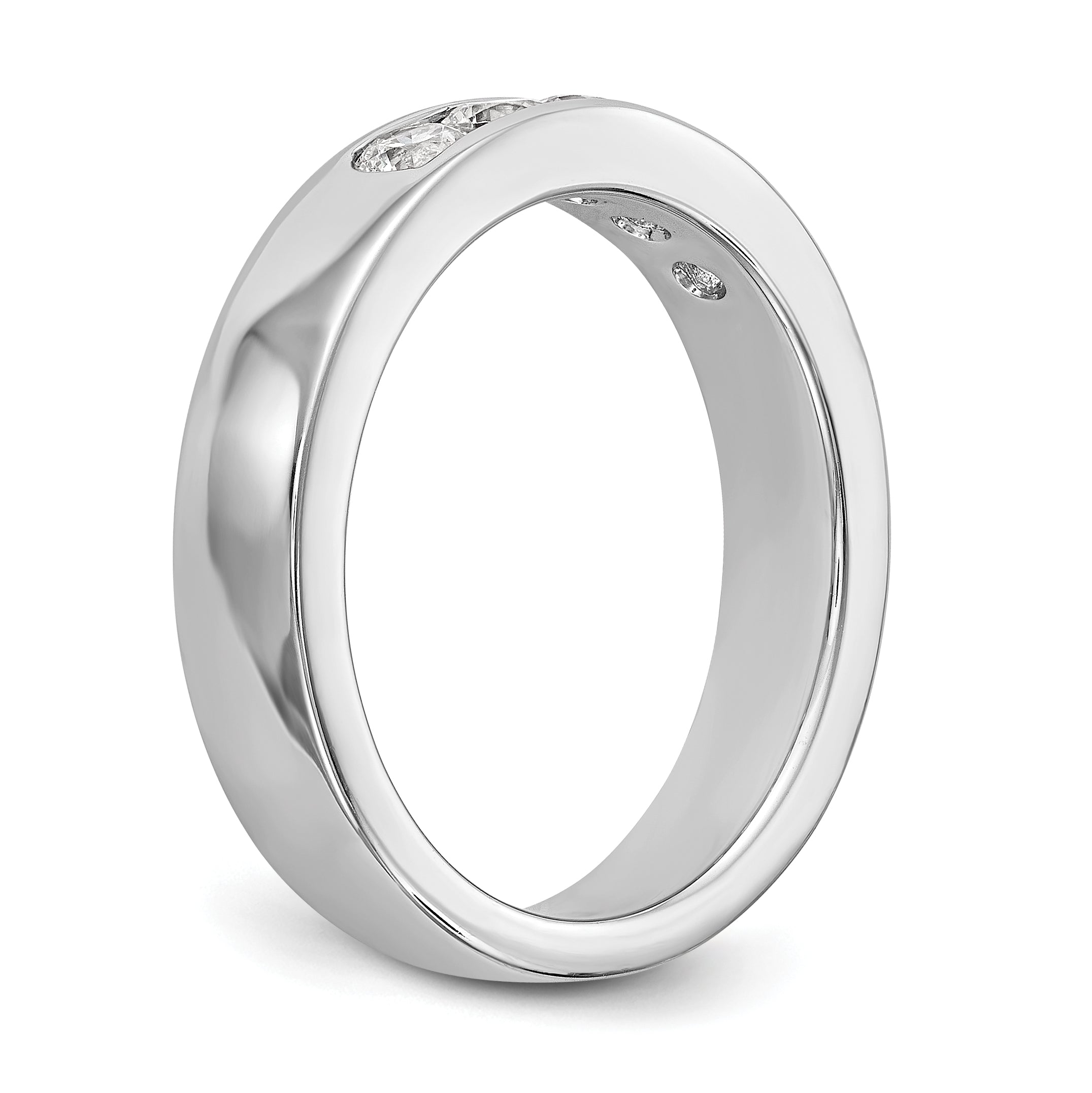 14K White Gold 5-Stone 1/2 carat Round Diamond Complete Channel Band
