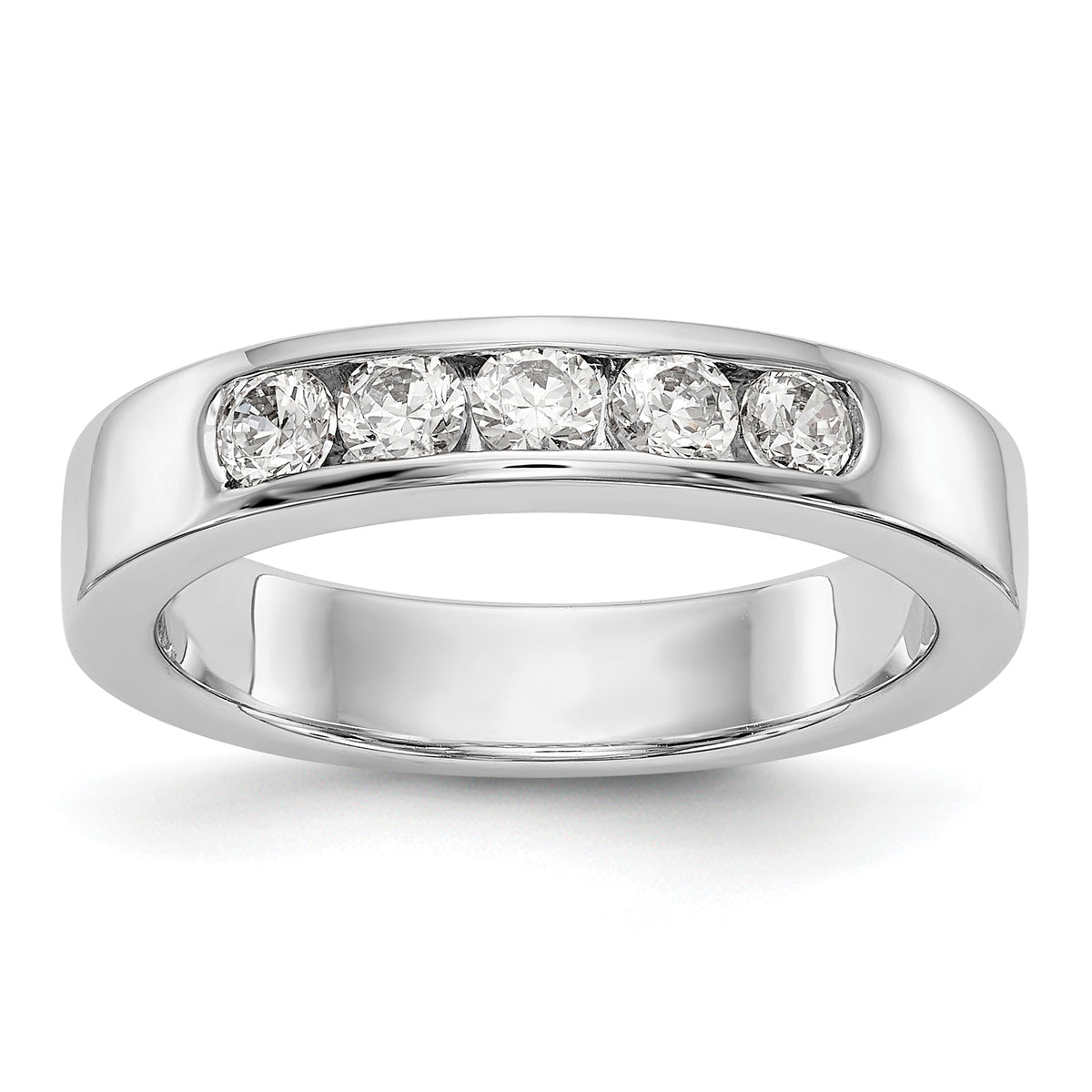 14K White Gold 5-Stone 1/2 carat Round Diamond Complete Channel Band - 6