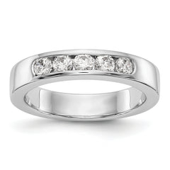 14K White Gold 5-Stone 1/2 carat Round Diamond Complete Channel Band - 6