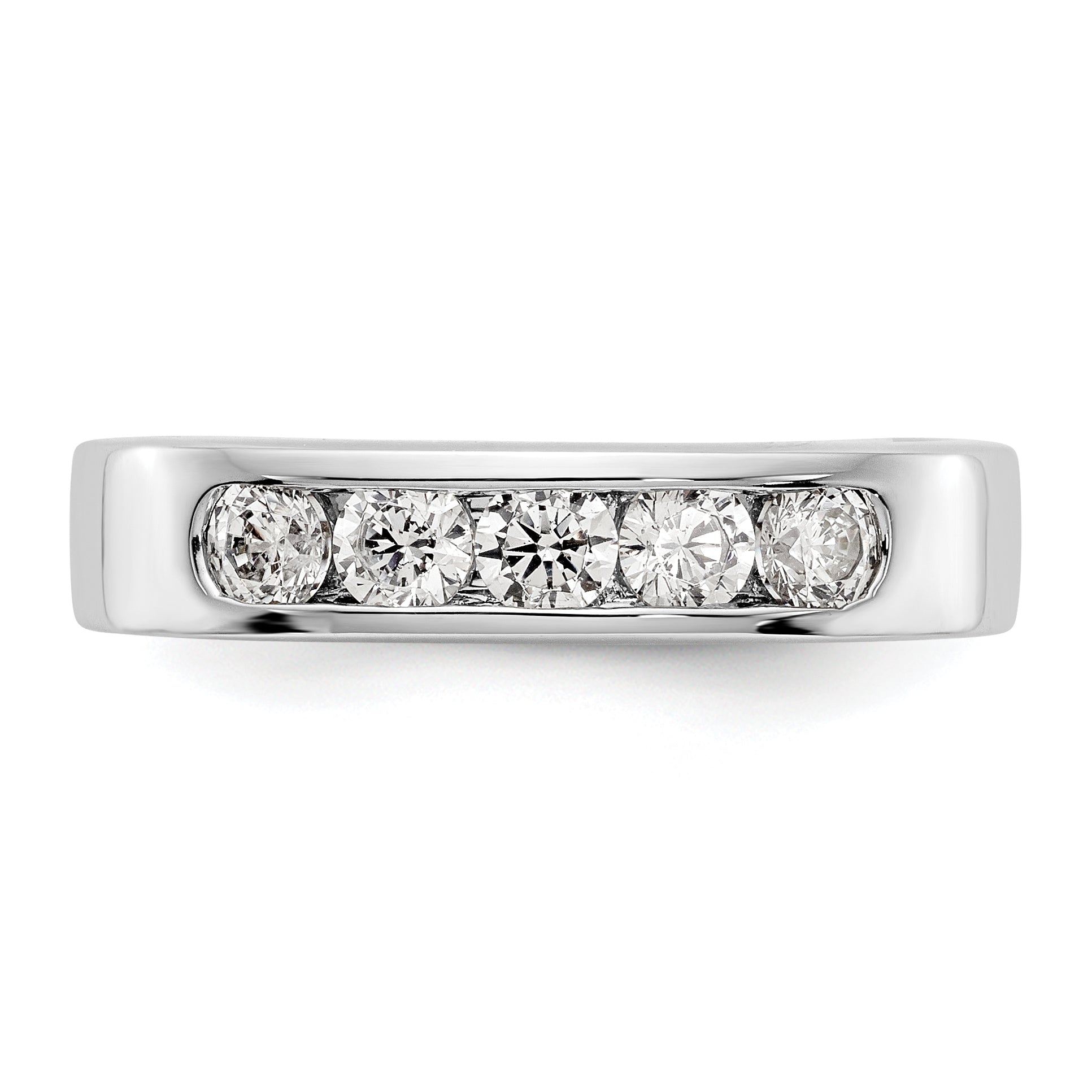 14K White Gold 5-Stone 1/2 carat Round Diamond Complete Channel Band - 6