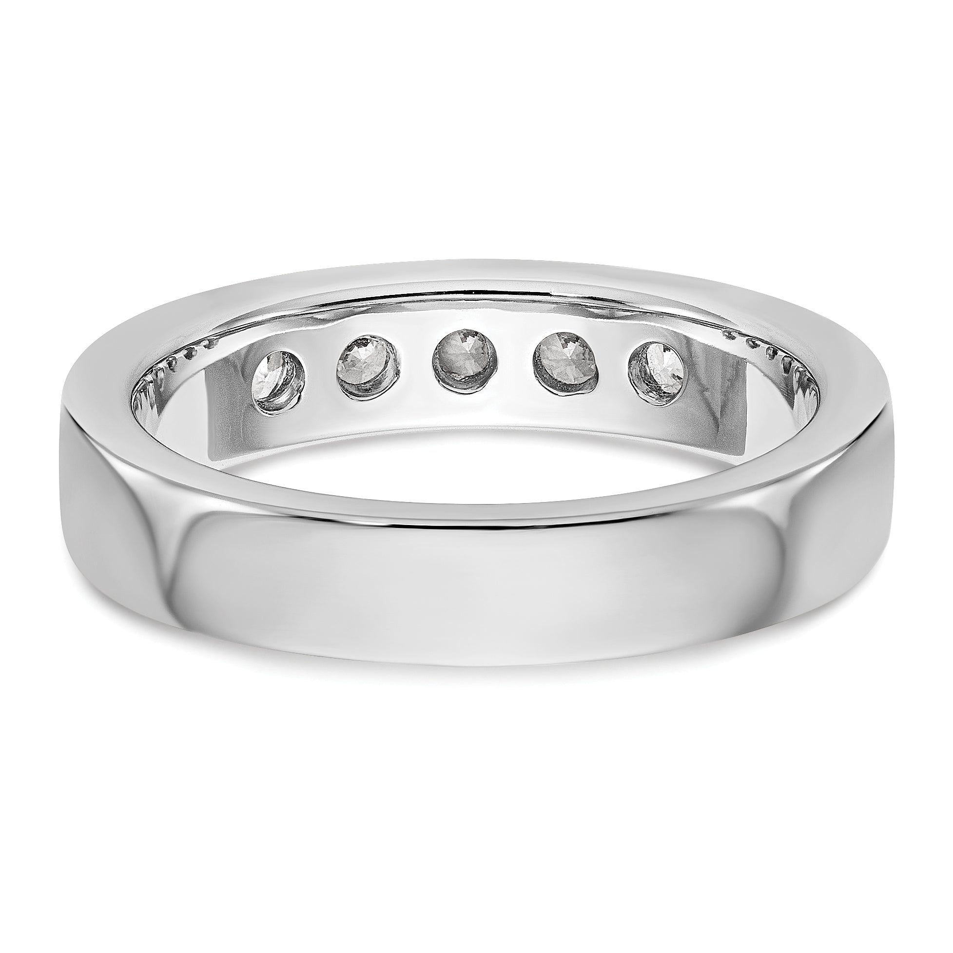 14K White Gold 5-Stone 1/2 carat Round Diamond Complete Channel Band - 6