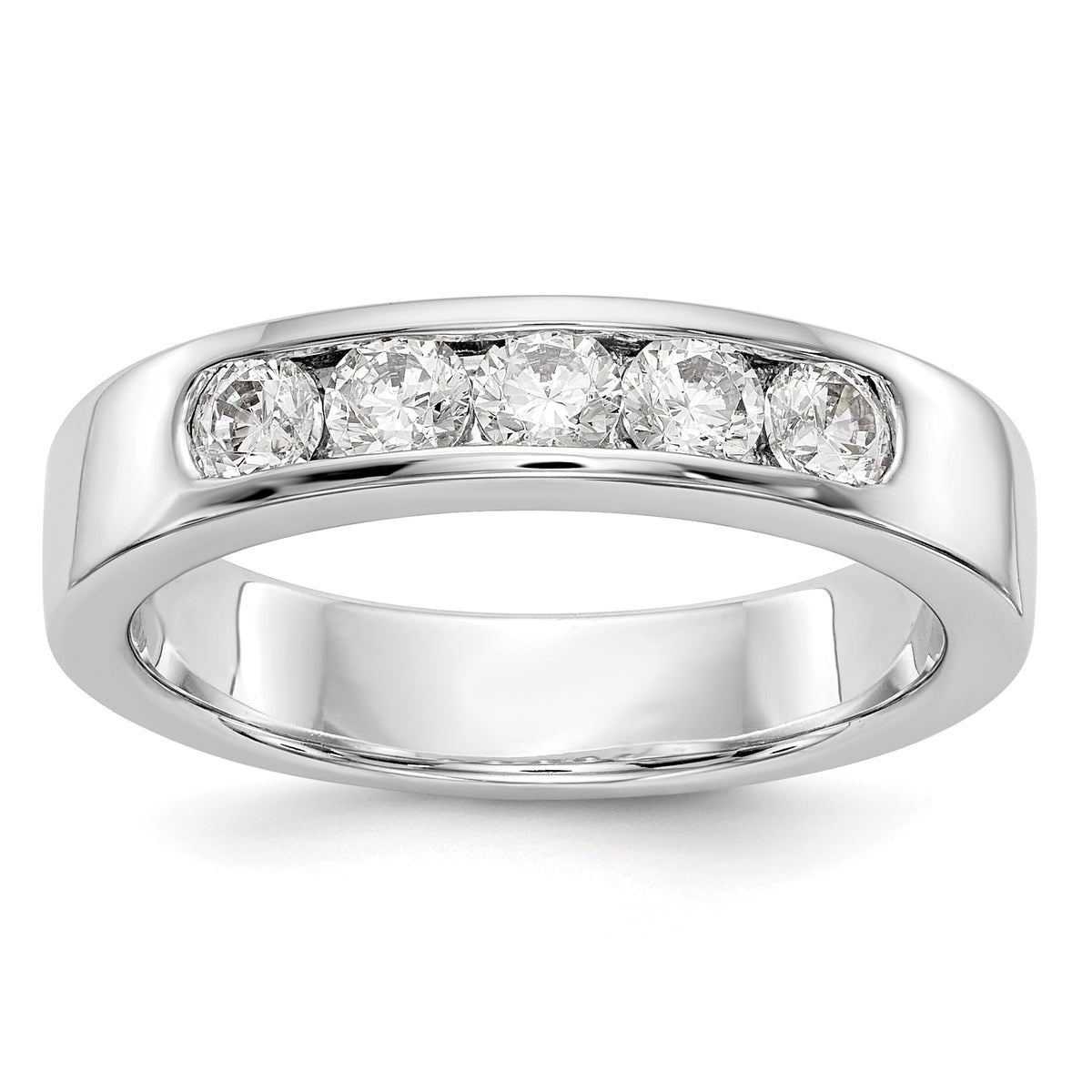 14K White Gold 5-Stone 1/2 carat Round Diamond Complete Channel Band - 6