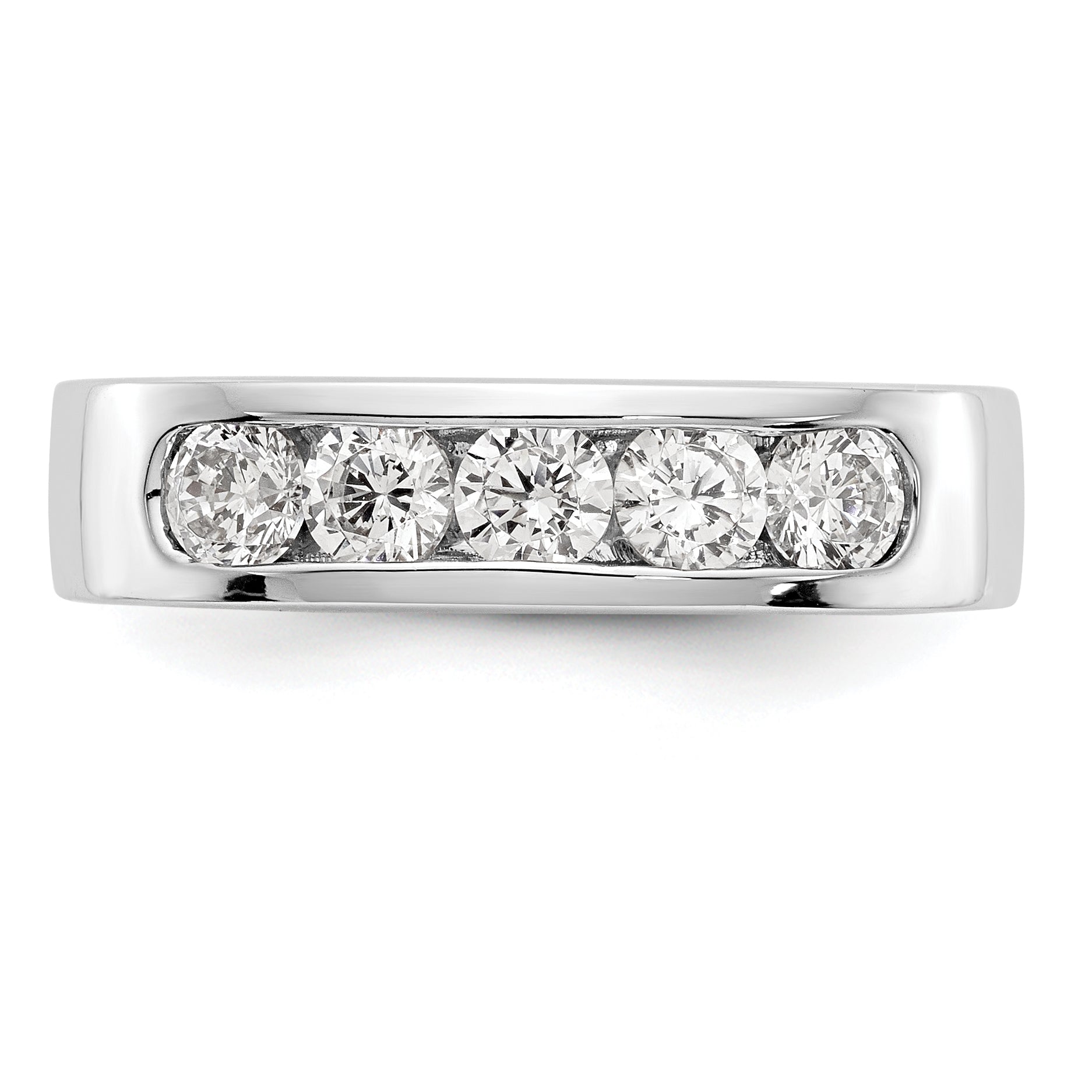 14K White Gold 5-Stone 3/4 carat Round Diamond Complete Channel Band - 6
