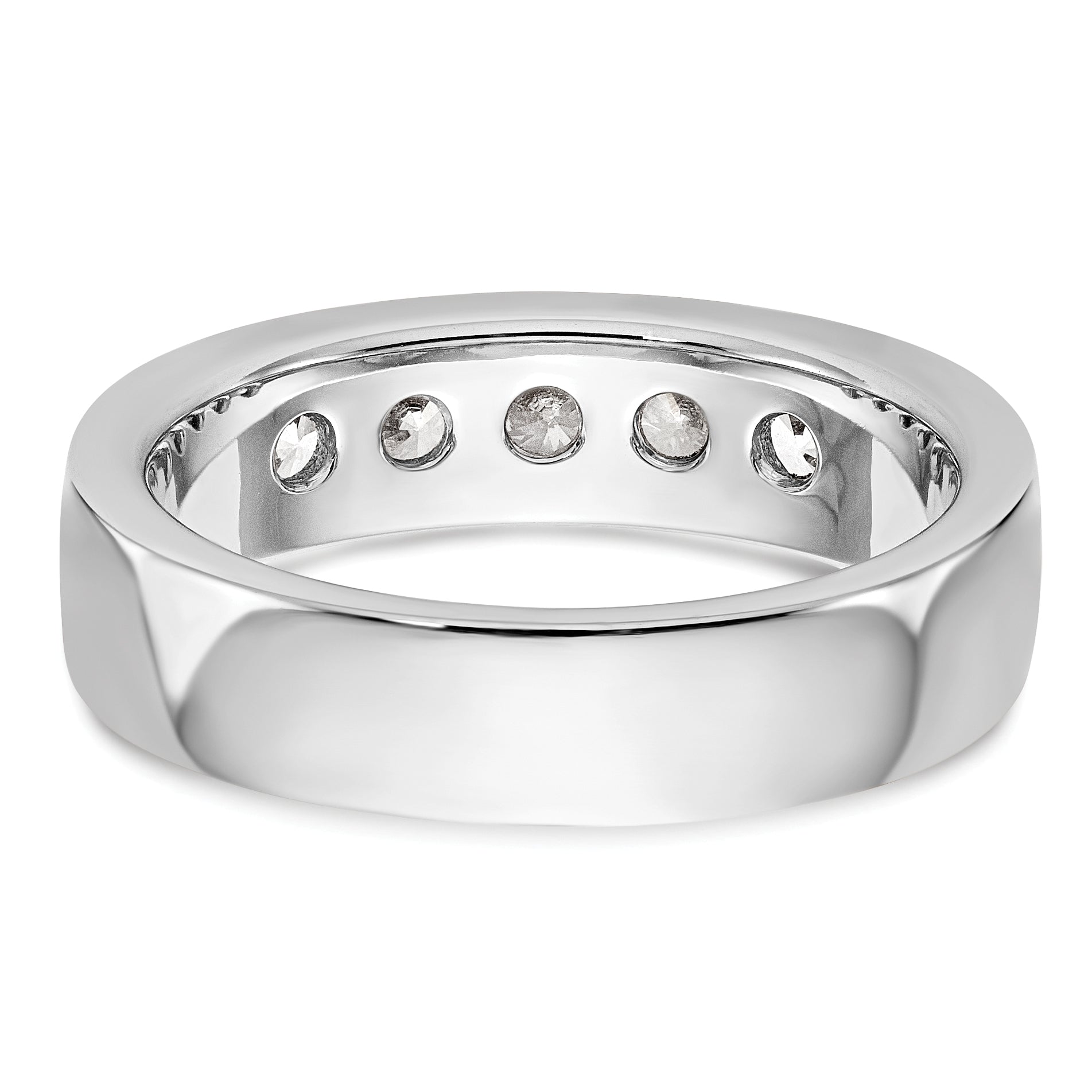 14K White Gold 5-Stone 3/4 carat Round Diamond Complete Channel Band
