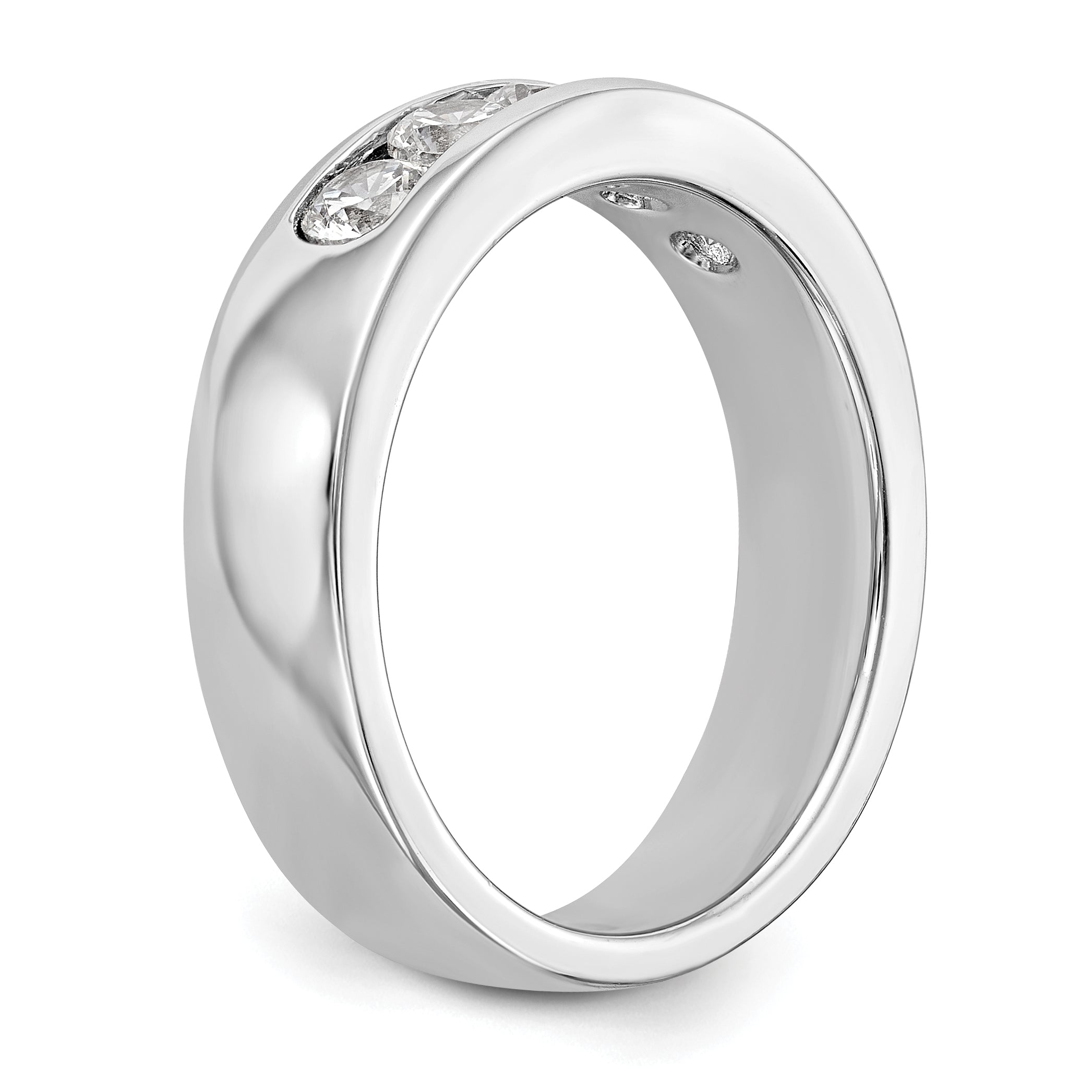 14K White Gold 5-Stone 3/4 carat Round Diamond Complete Channel Band