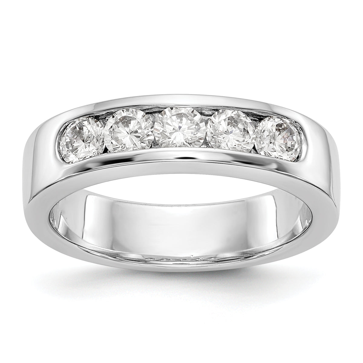 14K White Gold 5-Stone 3/4 carat Round Diamond Complete Channel Band - 6