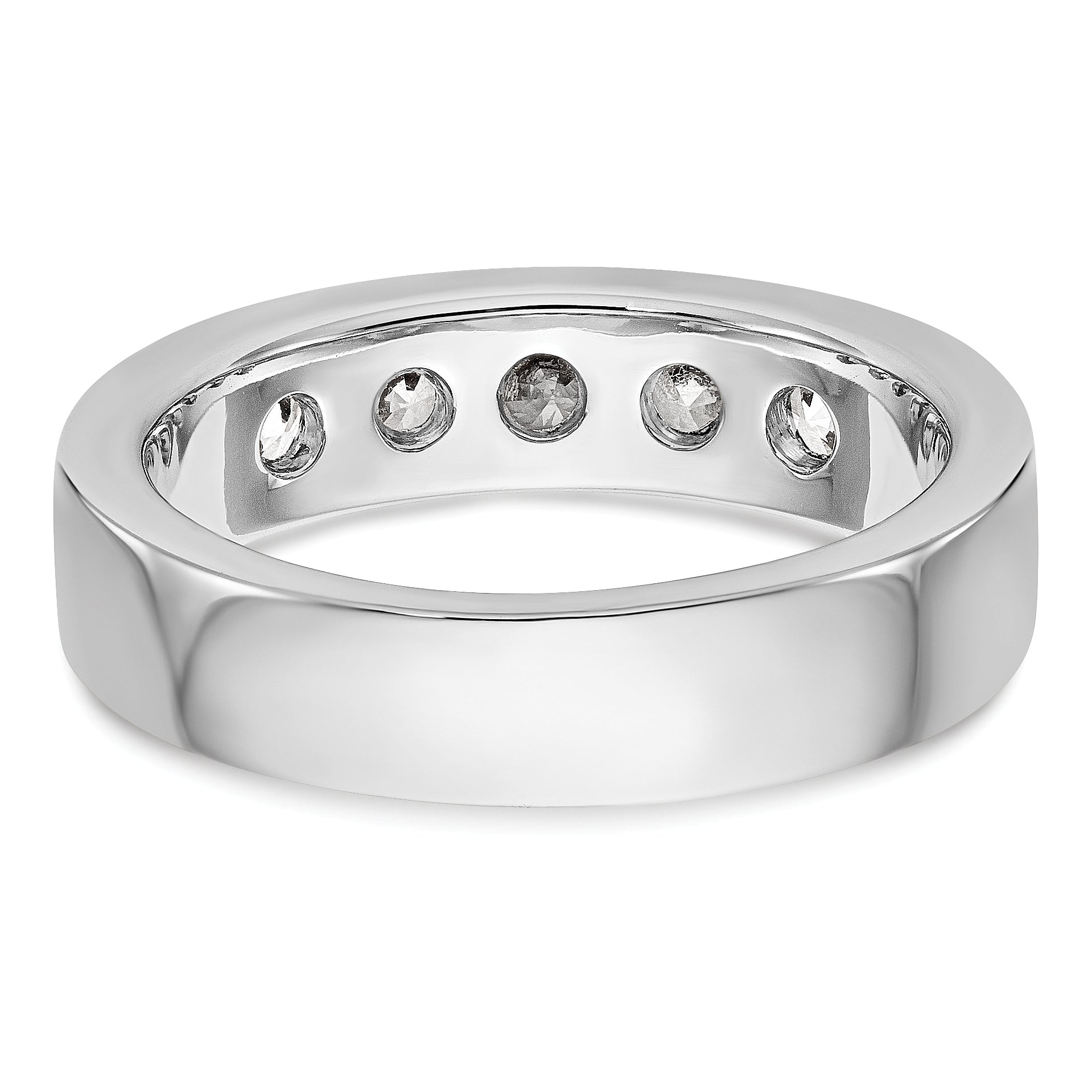 14K White Gold 5-Stone 1 carat Round Diamond Complete Channel Band