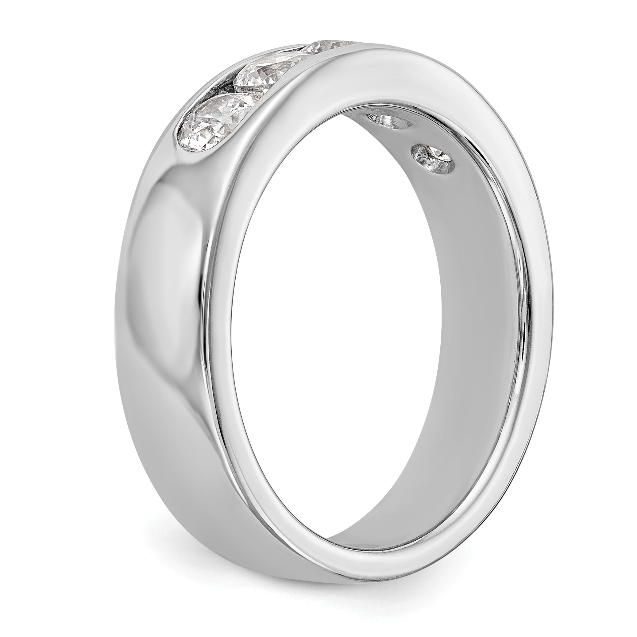 14K White Gold 5-Stone 1 carat Round Diamond Complete Channel Band