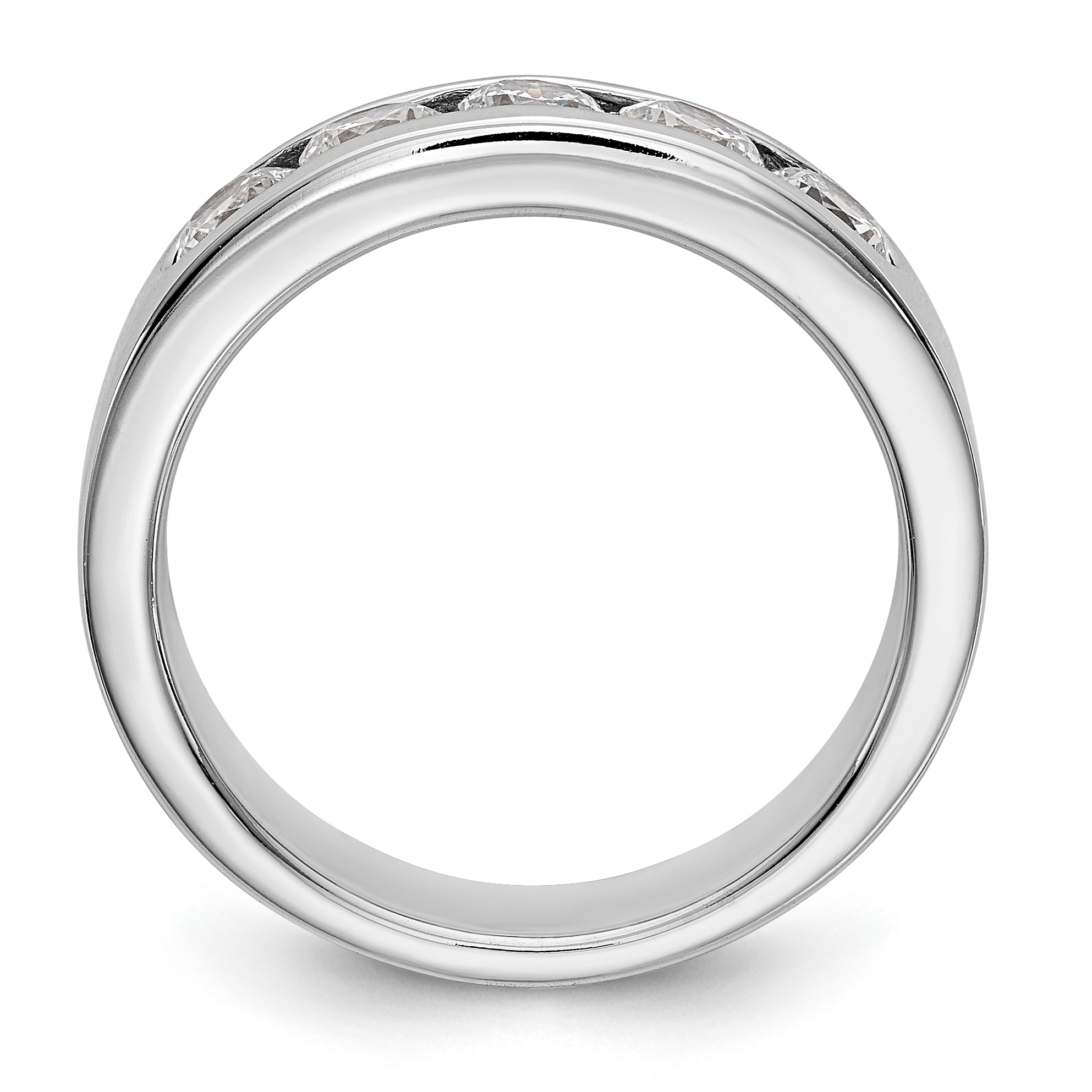 14K White Gold 5-Stone 1 carat Round Diamond Complete Channel Band - 6