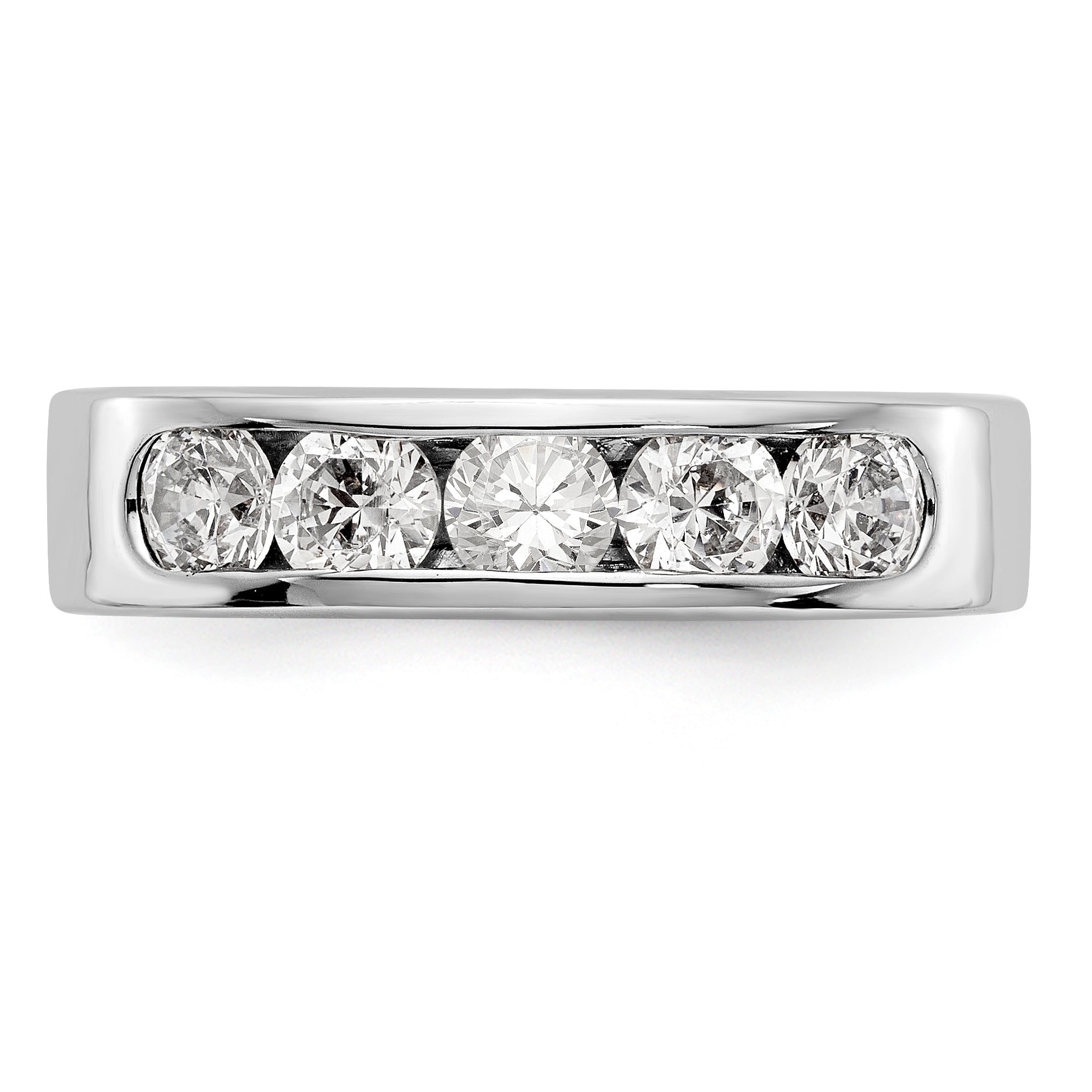 14K White Gold 5-Stone 1 carat Round Diamond Complete Channel Band - 6