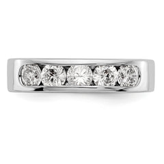 14K White Gold 5-Stone 1 carat Round Diamond Complete Channel Band - 6