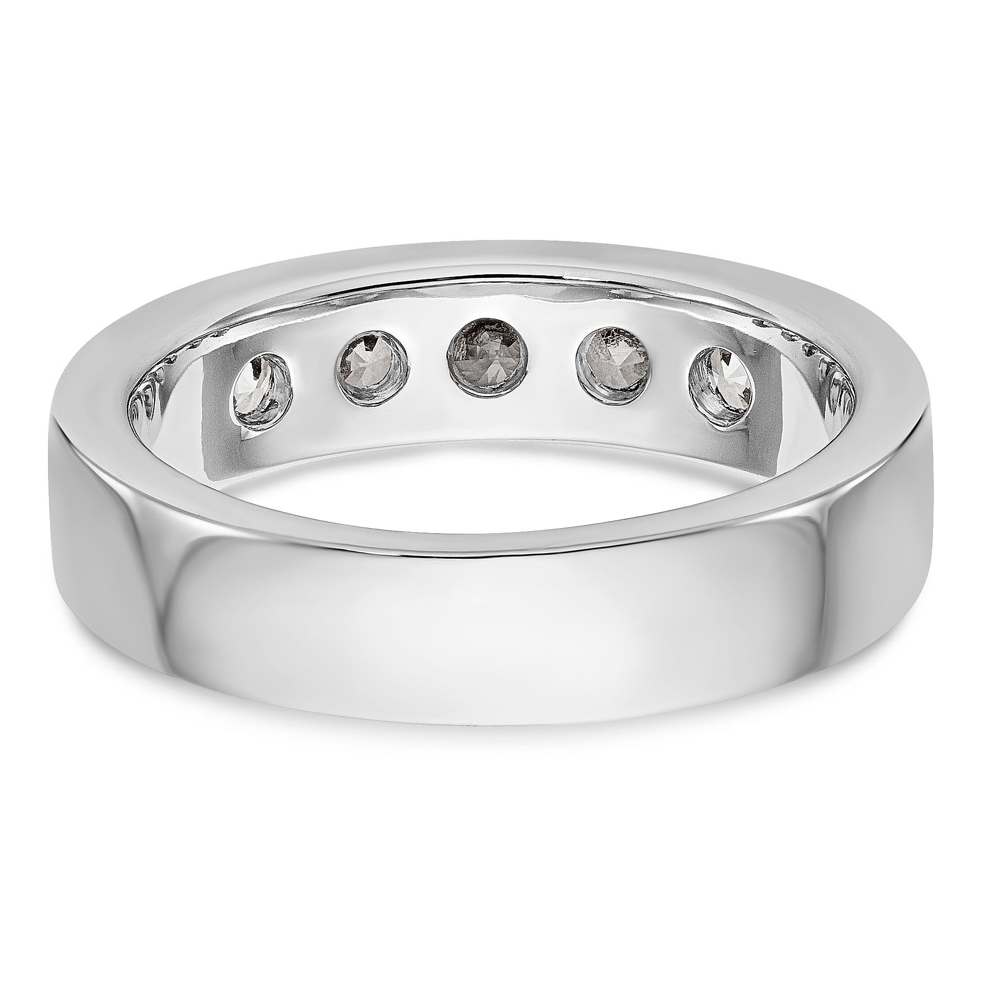 14K White Gold 5-Stone 1 carat Round Diamond Complete Channel Band - 6