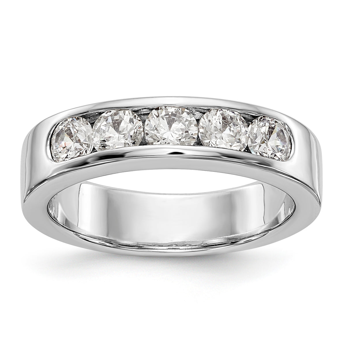14K White Gold 5-Stone 1 carat Round Diamond Complete Channel Band - 6