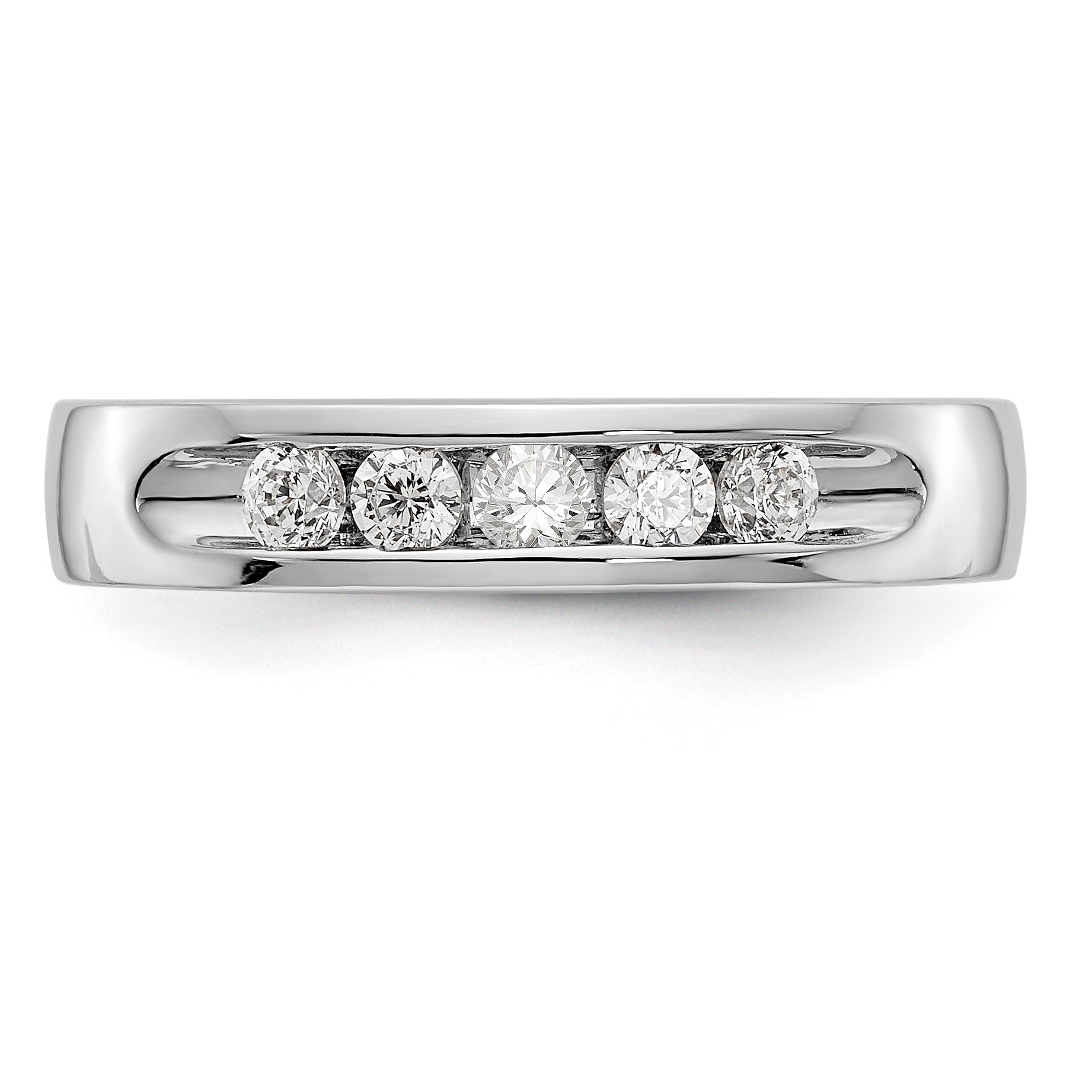 14K White Gold 5-Stone 1/4 carat Round Diamond Complete Channel Band - 6