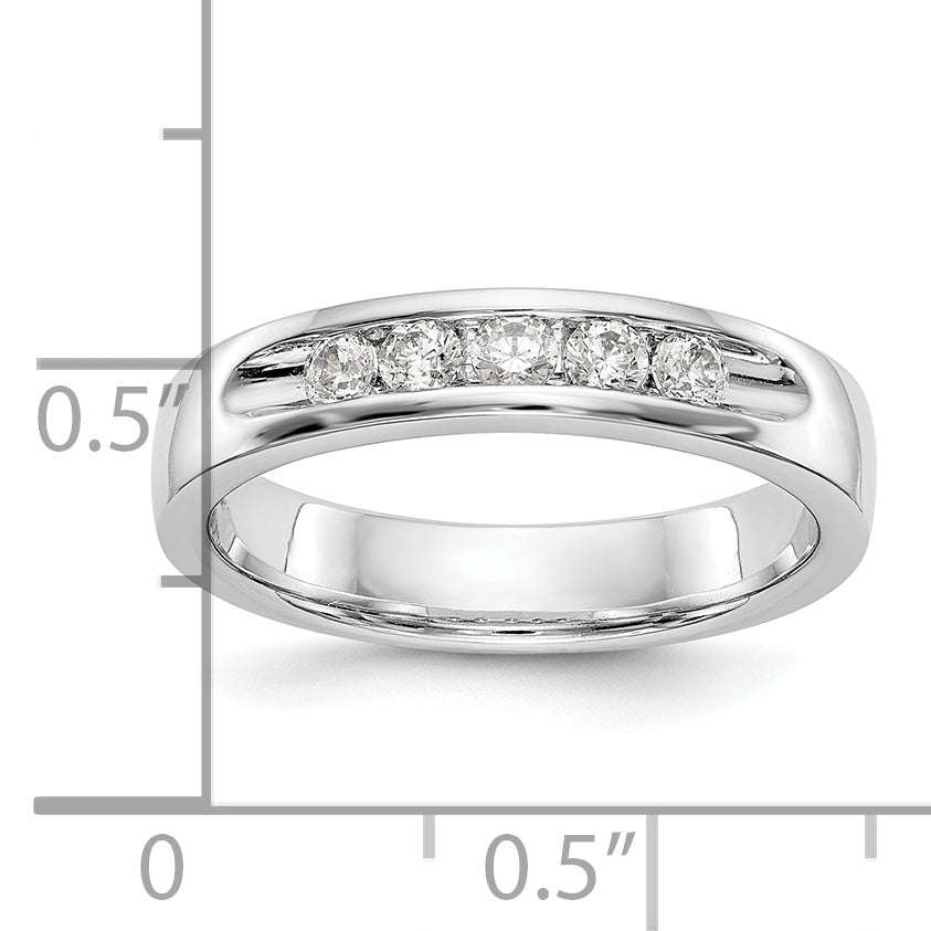 14K White Gold 5-Stone 1/4 carat Round Diamond Complete Channel Band