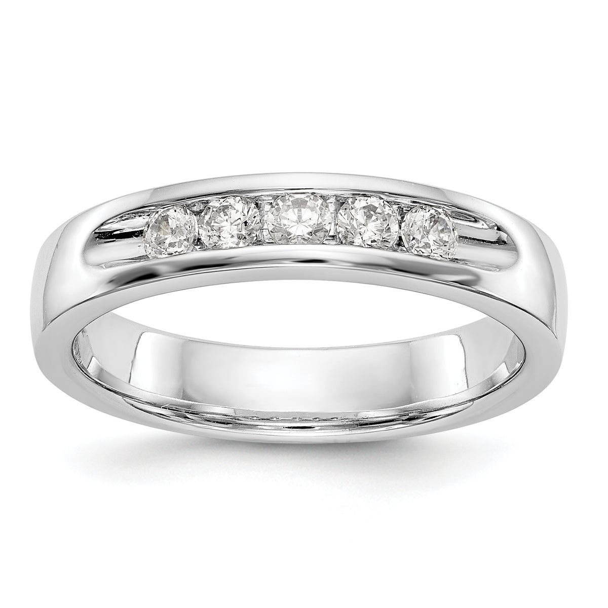14K White Gold 5-Stone 1/4 carat Round Diamond Complete Channel Band - 6