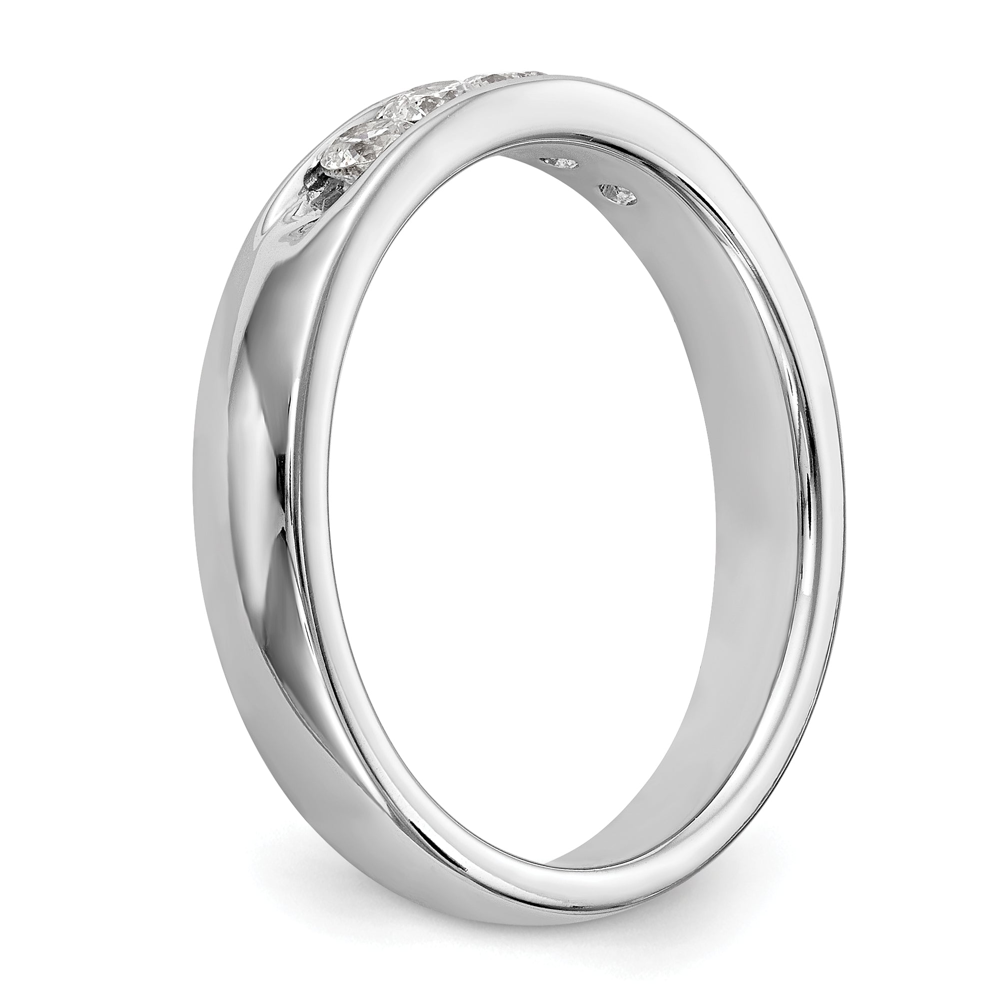 14K White Gold 5-Stone 1/3 carat Round Diamond Complete Channel Band